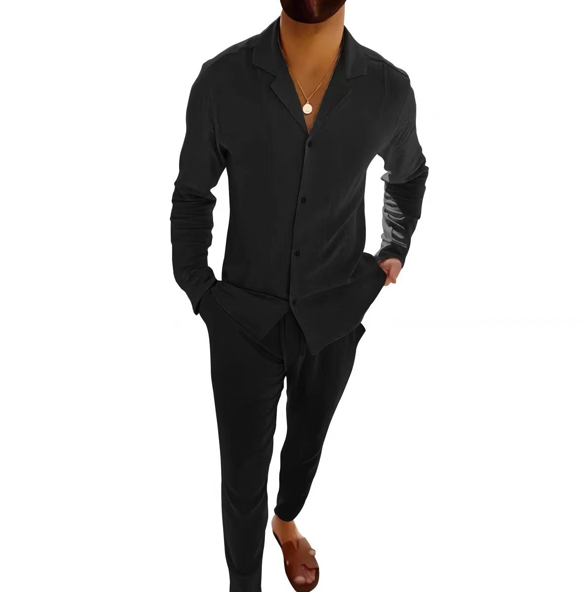 Men's Casual White Cotton Pant Co-ord Set Featuring Comfortable Casual Pants For Everyday Wear