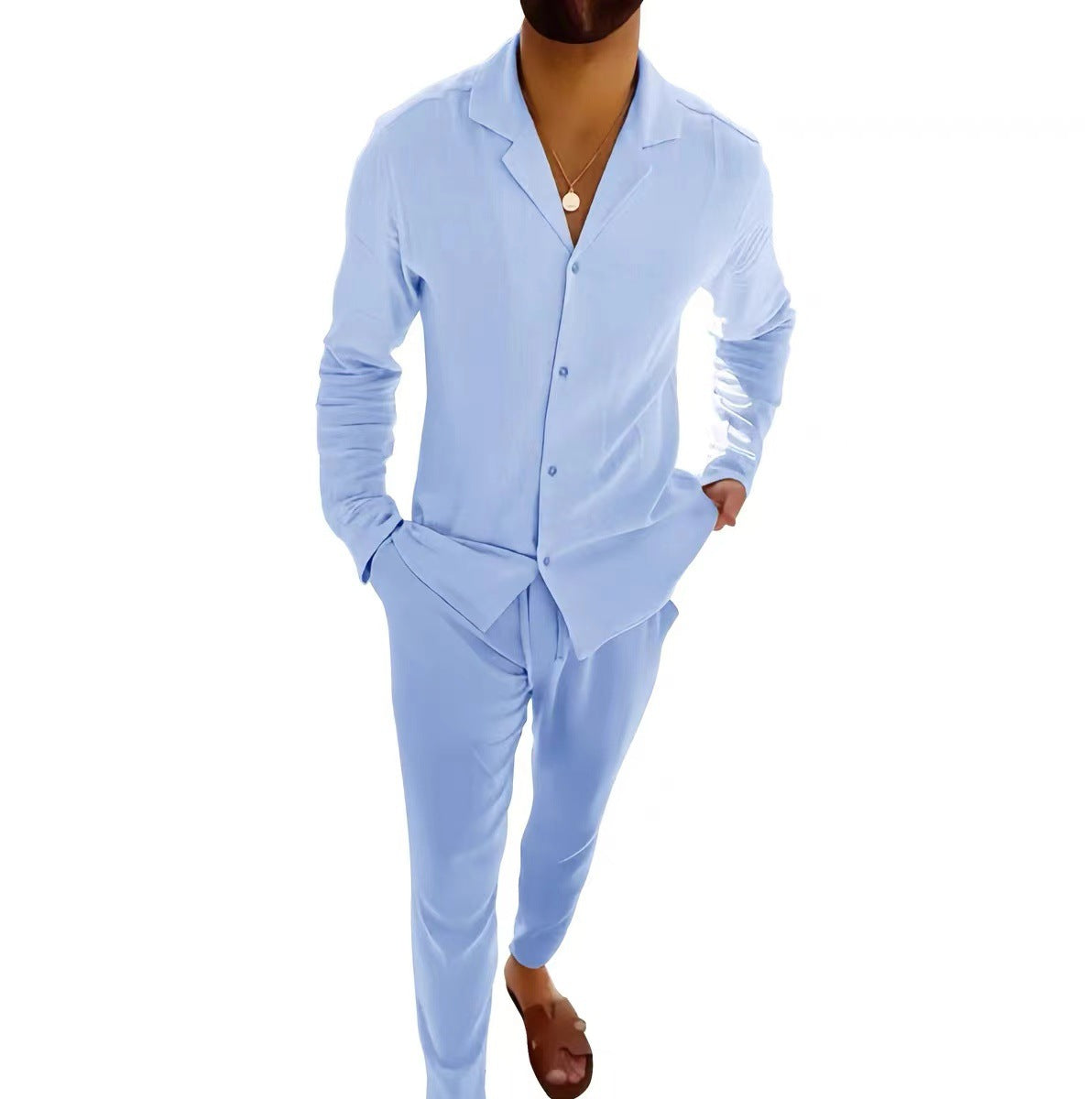 Men's Casual White Cotton Pant Co-ord Set Featuring Comfortable Casual Pants For Everyday Wear