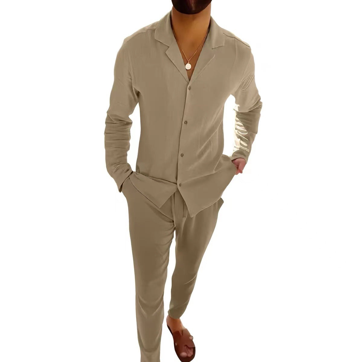 Men's Casual White Cotton Pant Co-ord Set Featuring Comfortable Casual Pants For Everyday Wear