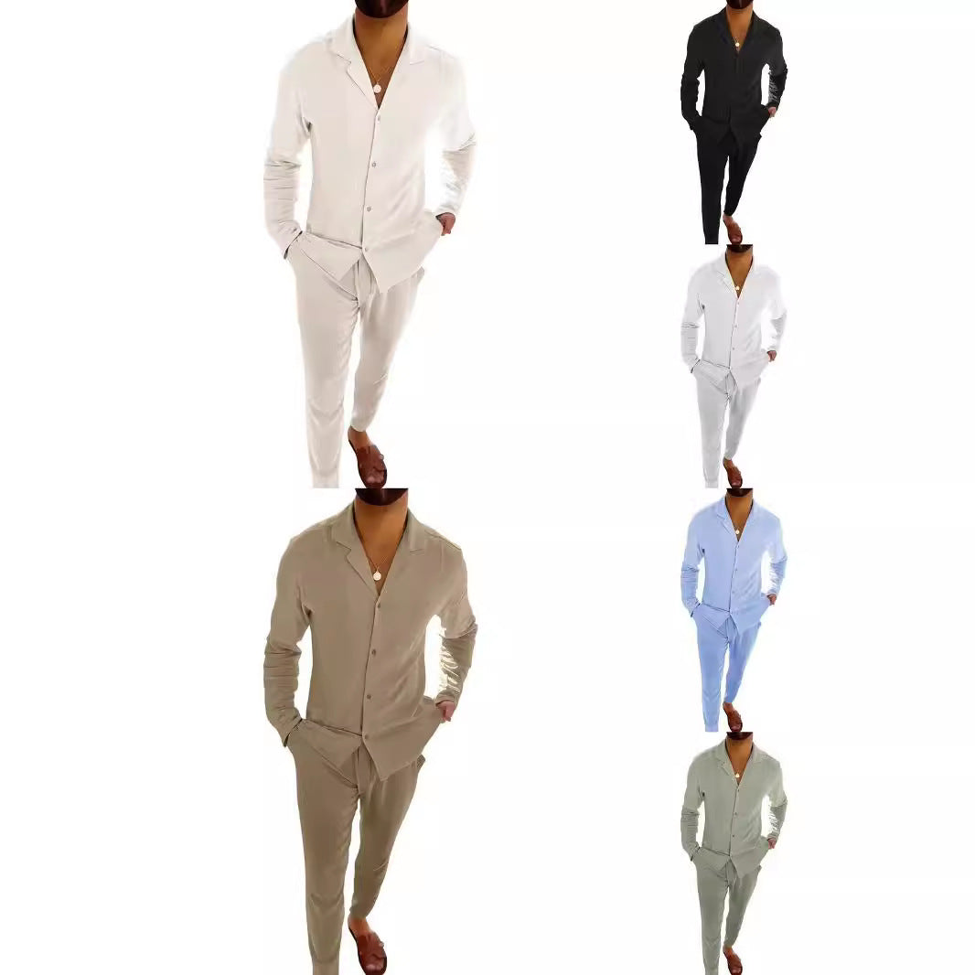Men's Casual White Cotton Pant Co-ord Set Featuring Comfortable Casual Pants For Everyday Wear