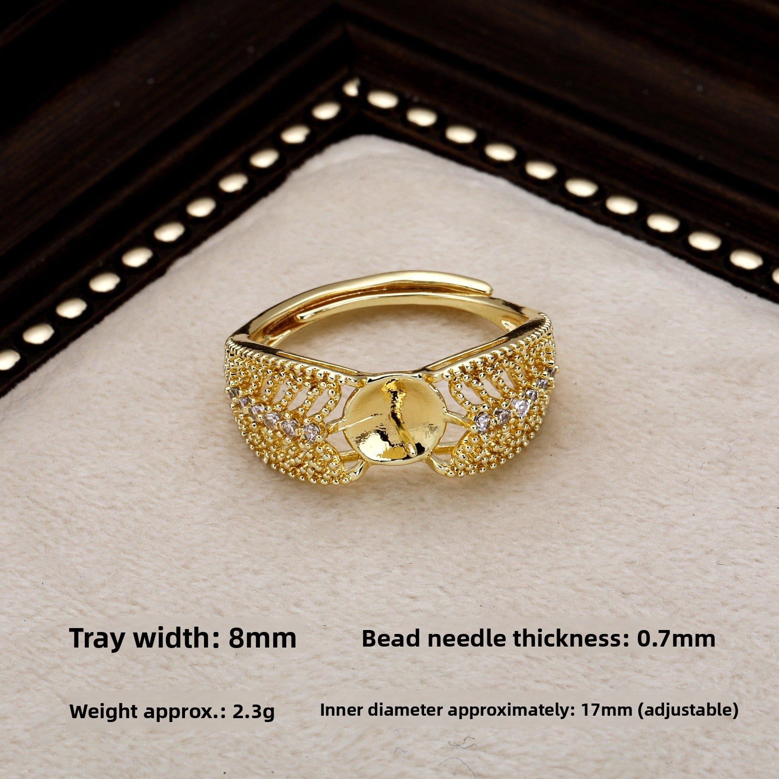 Copper Ring Setting With 18K Real Gold Plated Electroplated Finish, Handmade Style In Gold