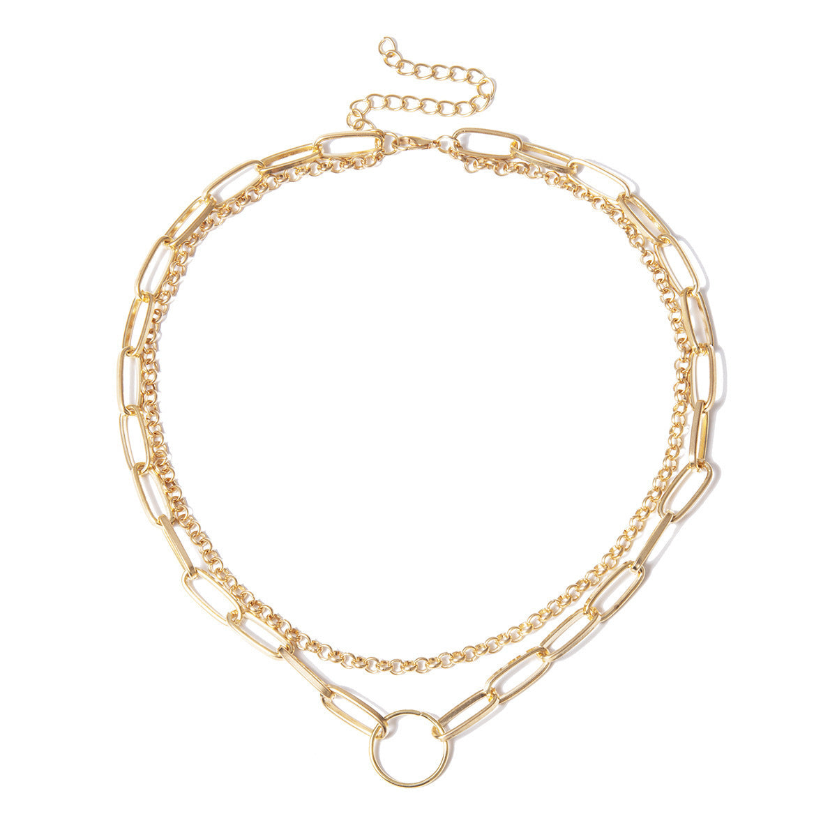 Sweet Double Layer Necklace For Women With Gold Paper Clip Chain Featuring Zinc Alloy Pendant