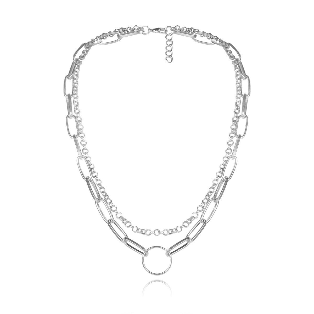 Sweet Double Layer Necklace For Women With Gold Paper Clip Chain Featuring Zinc Alloy Pendant