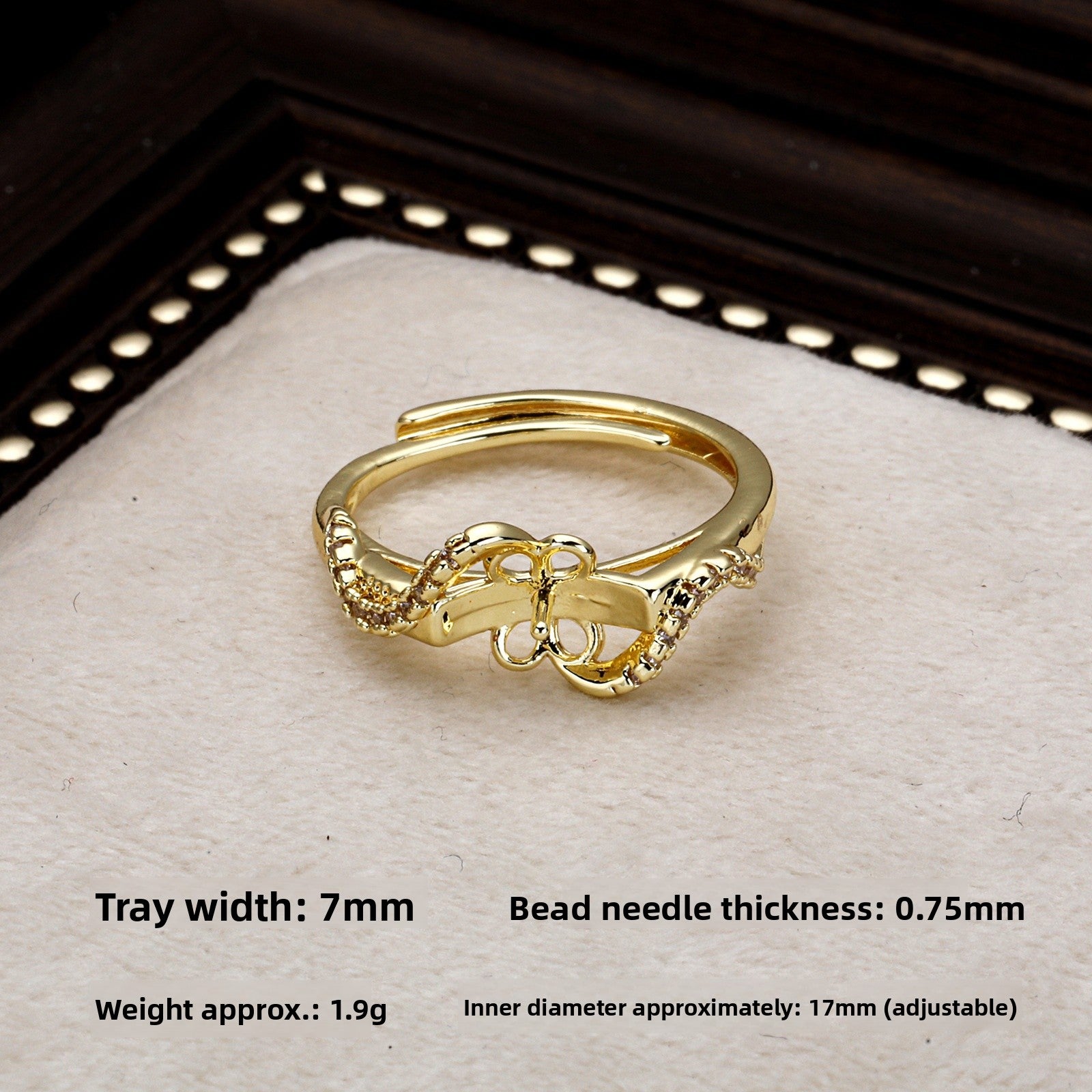 Copper Ring Setting With 18K Real Gold Plated Electroplated Finish, Handmade Style In Gold