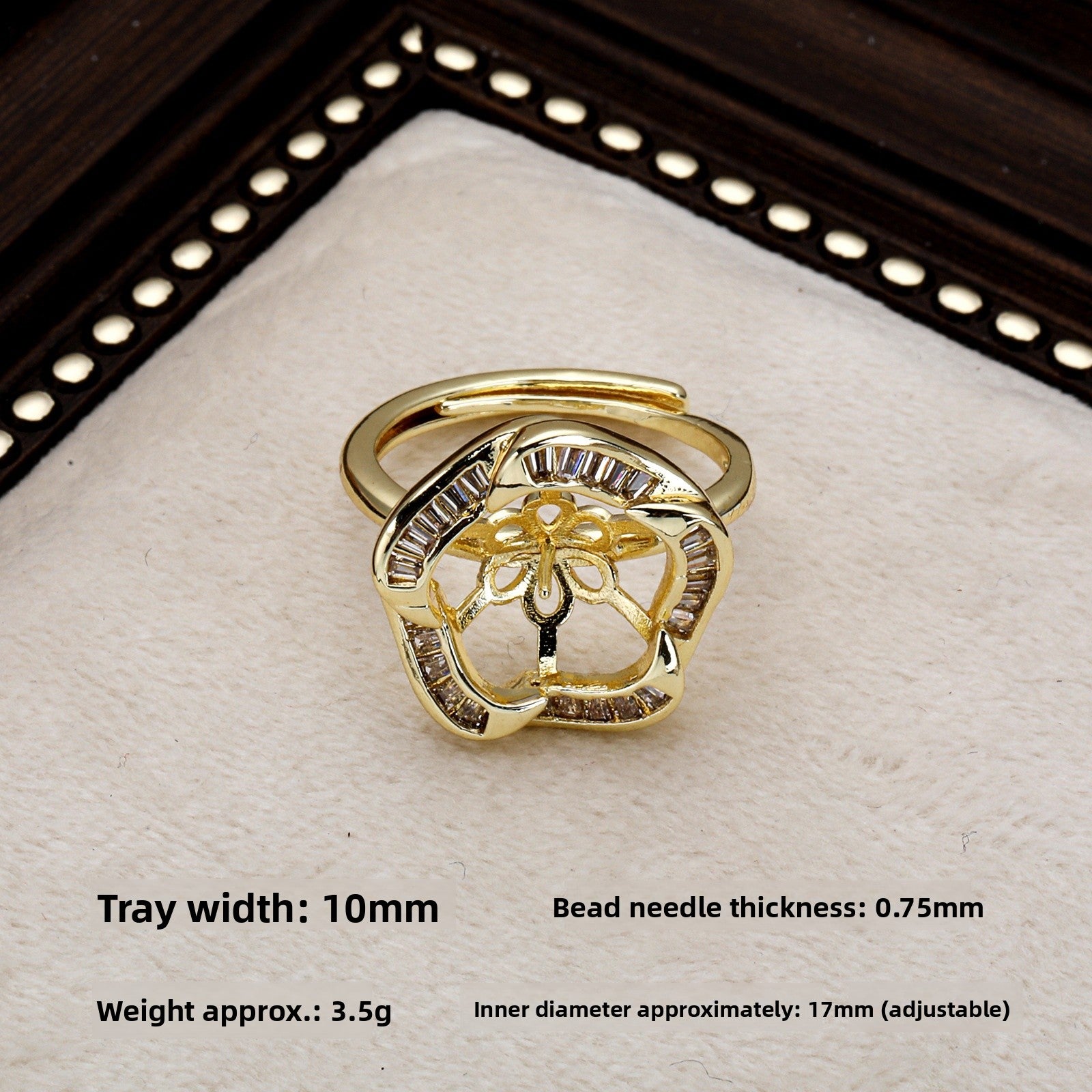Copper Ring Setting With 18K Real Gold Plated Electroplated Finish, Handmade Style In Gold