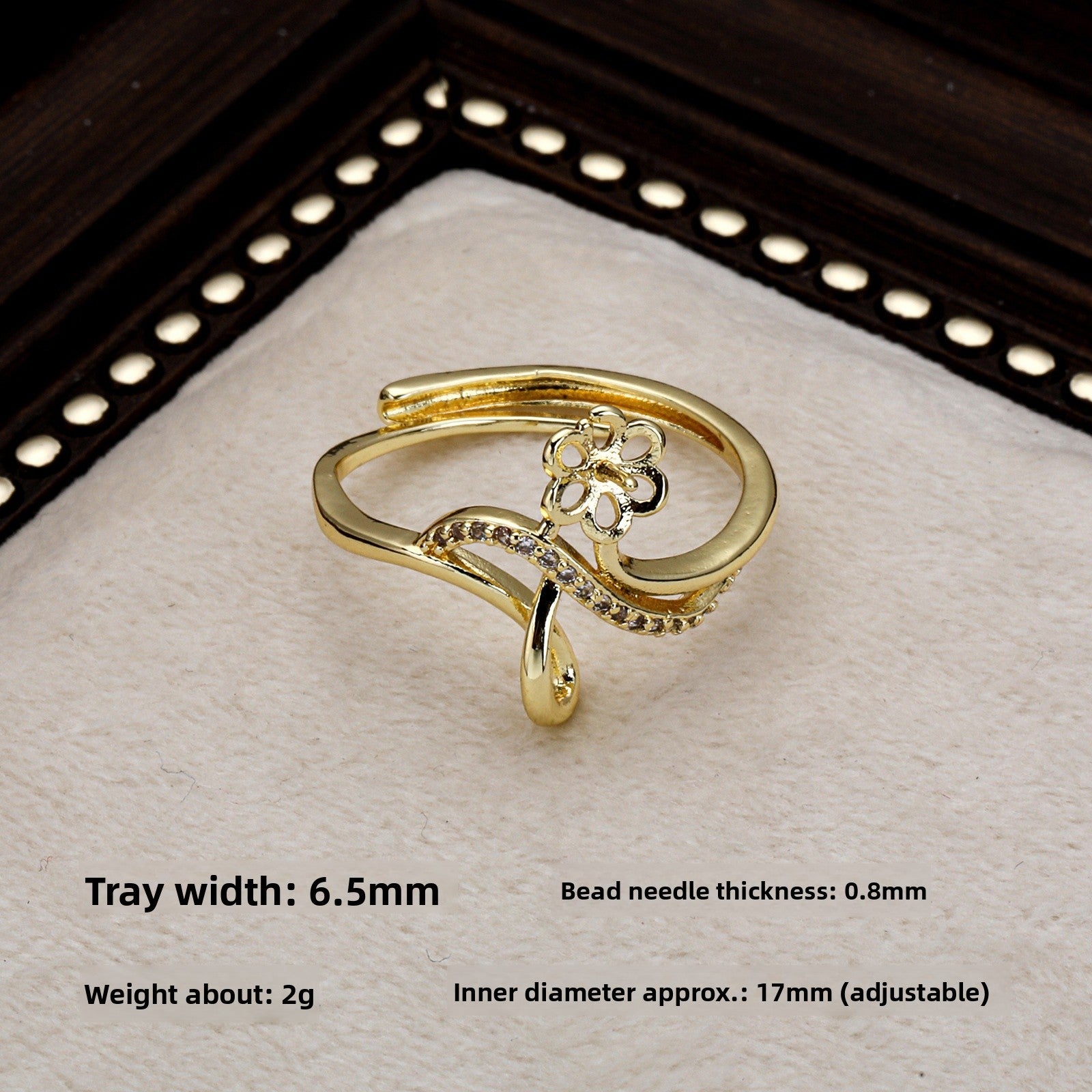 Copper Ring Setting With 18K Real Gold Plated Electroplated Finish, Handmade Style In Gold