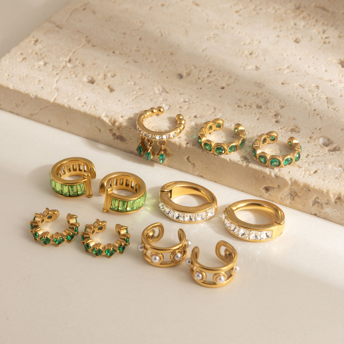 Geometric Rings For Women, Waterproof Non Tarnish 304 Stainless Steel With 18K Real Gold Plated PVD Coating And Zircon Inlay
