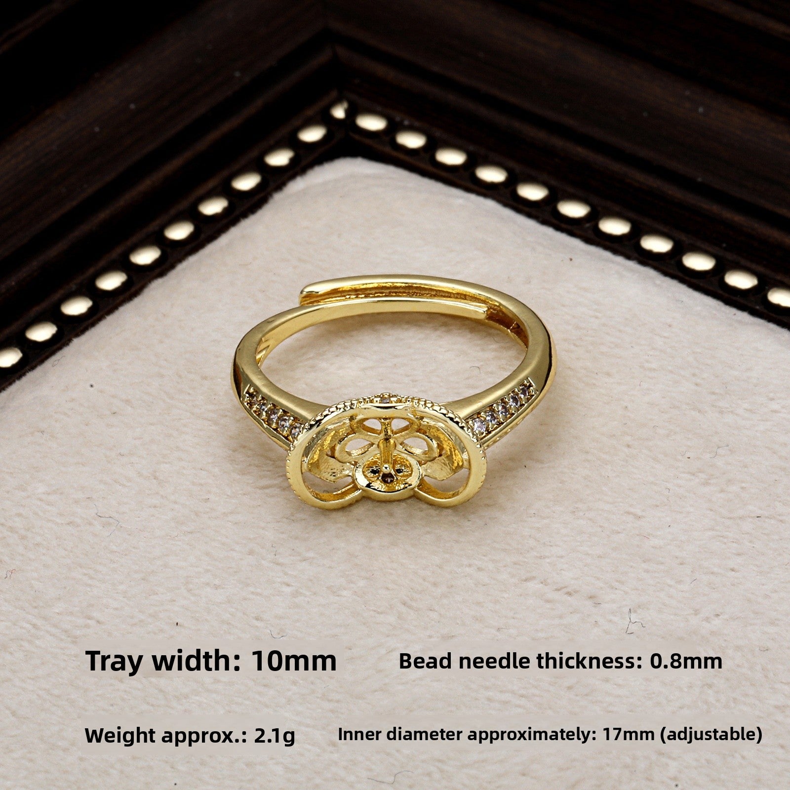 Copper Ring Setting With 18K Real Gold Plated Electroplated Finish, Handmade Style In Gold