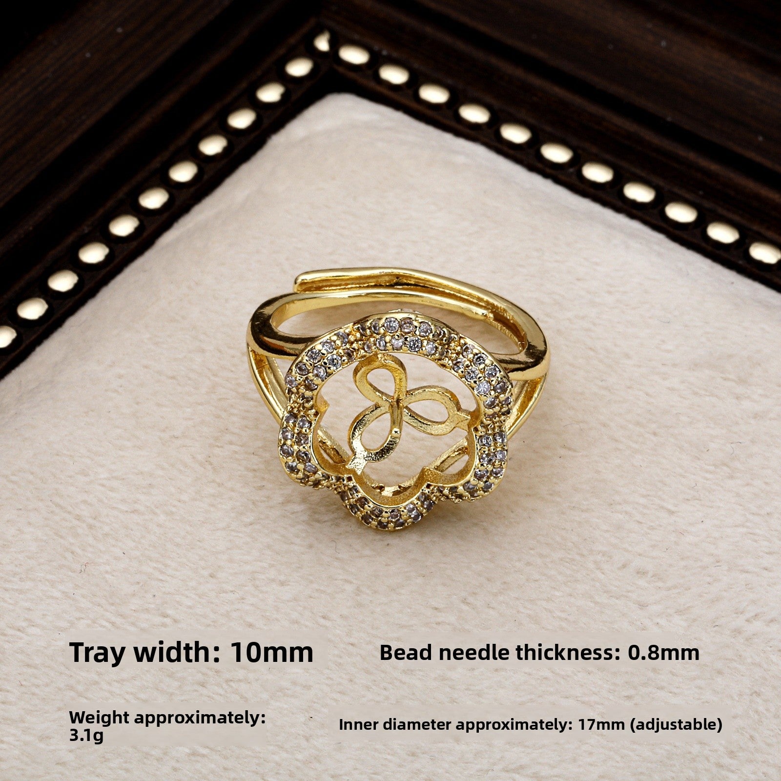 Copper Ring Setting With 18K Real Gold Plated Electroplated Finish, Handmade Style In Gold