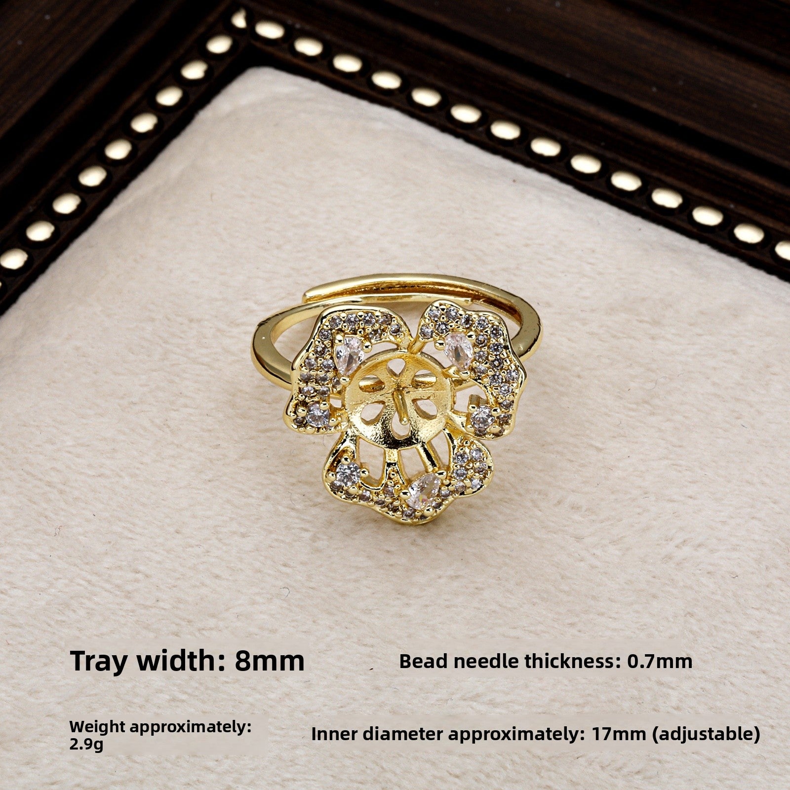 Copper Ring Setting With 18K Real Gold Plated Electroplated Finish, Handmade Style In Gold