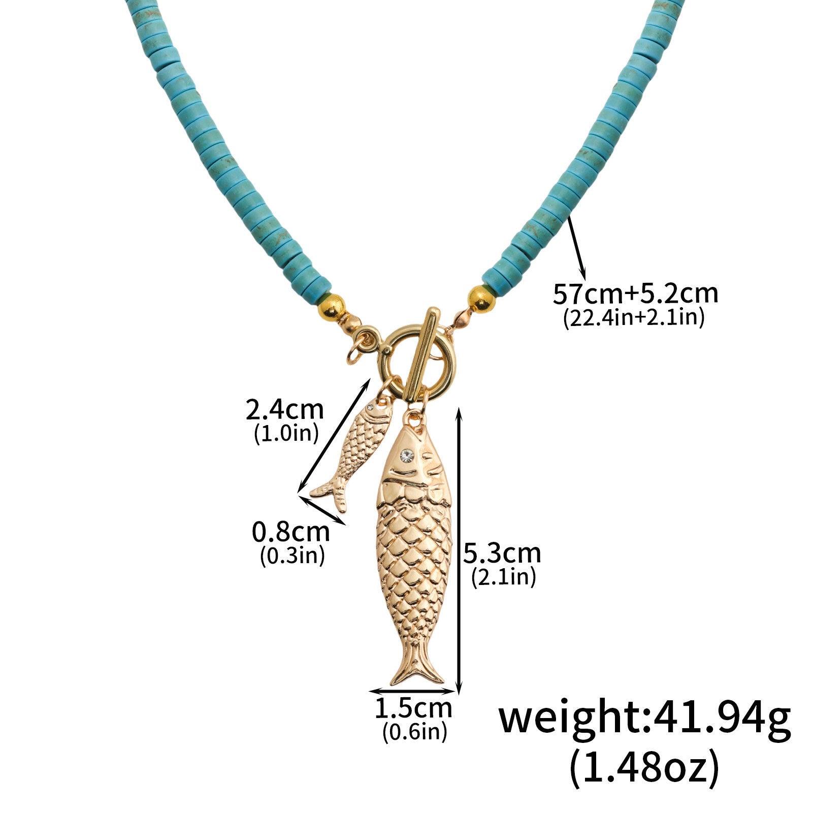 Bohemian Ocean Pattern Gold Necklace With Zinc Alloy Pendant For Women Featuring Beading Craft