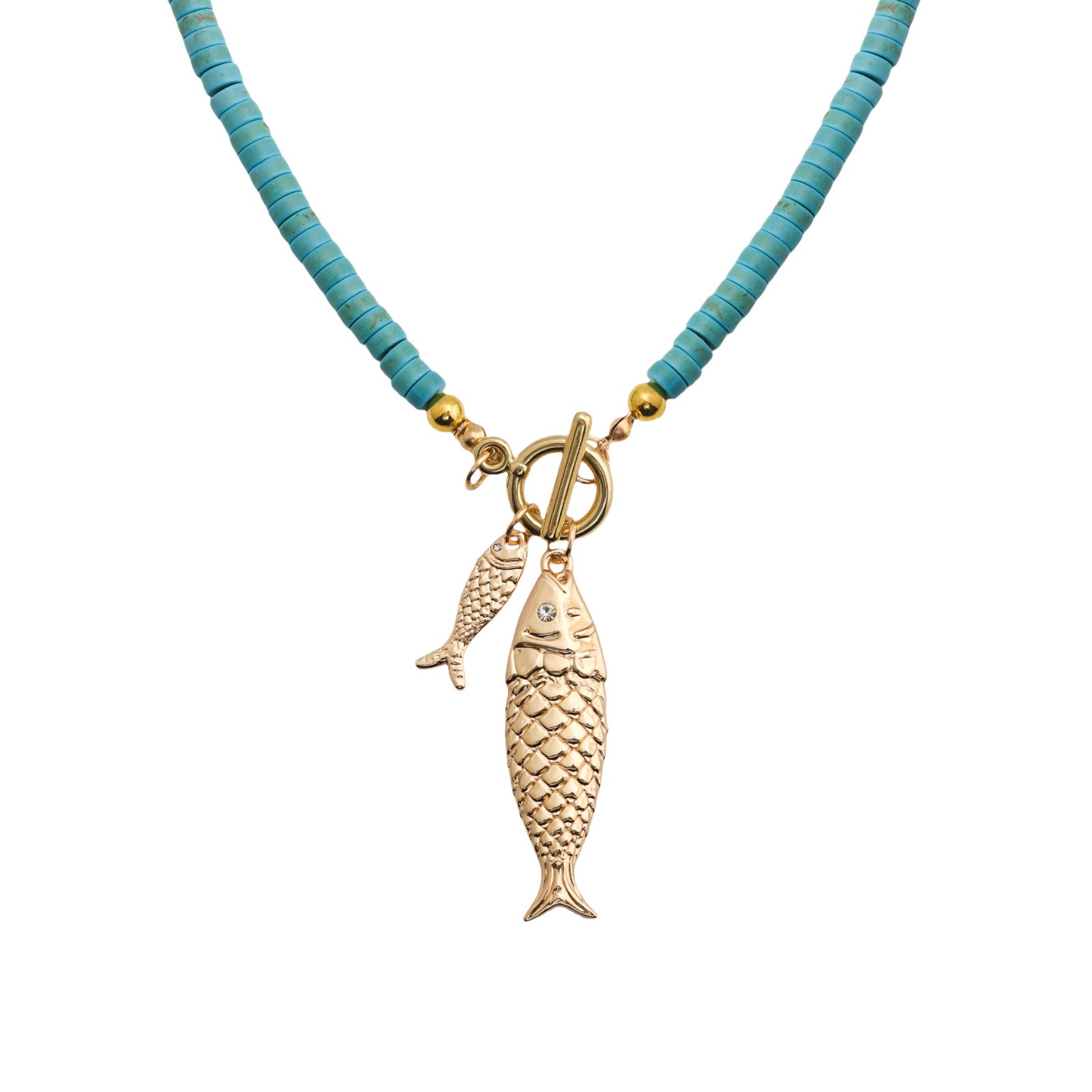 Bohemian Ocean Pattern Gold Necklace With Zinc Alloy Pendant For Women Featuring Beading Craft
