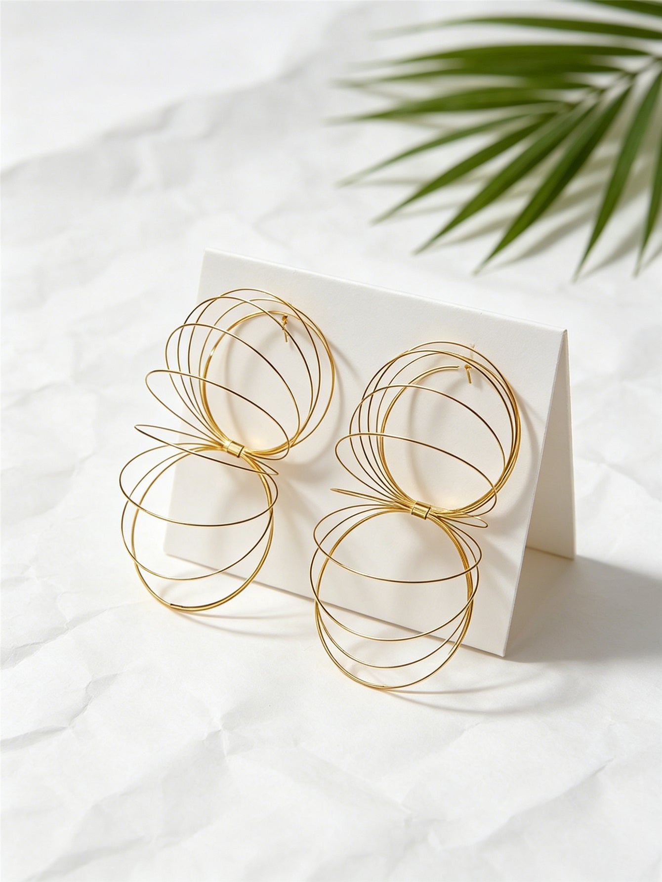 Bohemian Asymmetrical Geometric Earrings For Women In Golden Plated Iron With Gold Finish