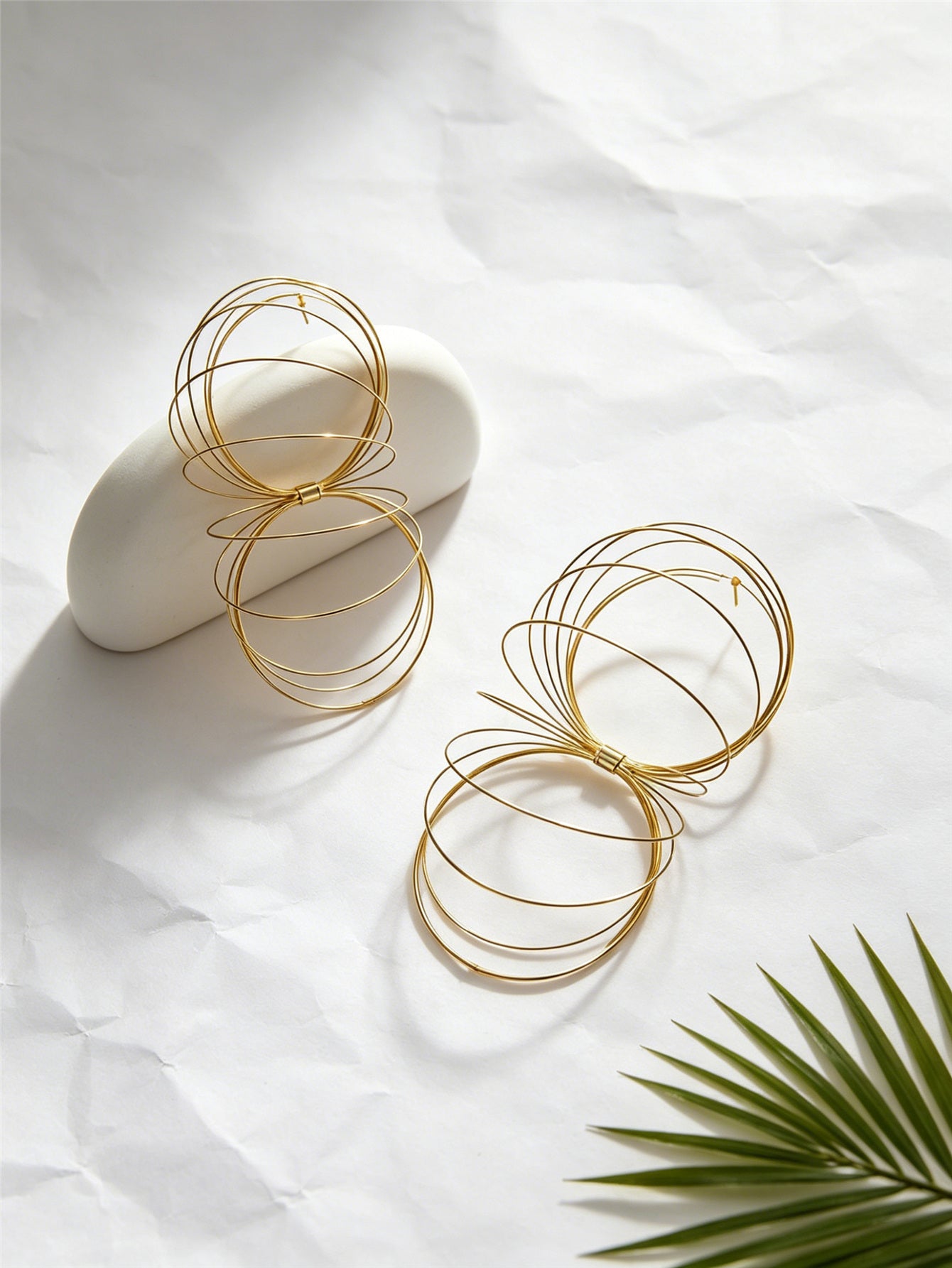 Bohemian Asymmetrical Geometric Earrings For Women In Golden Plated Iron With Gold Finish