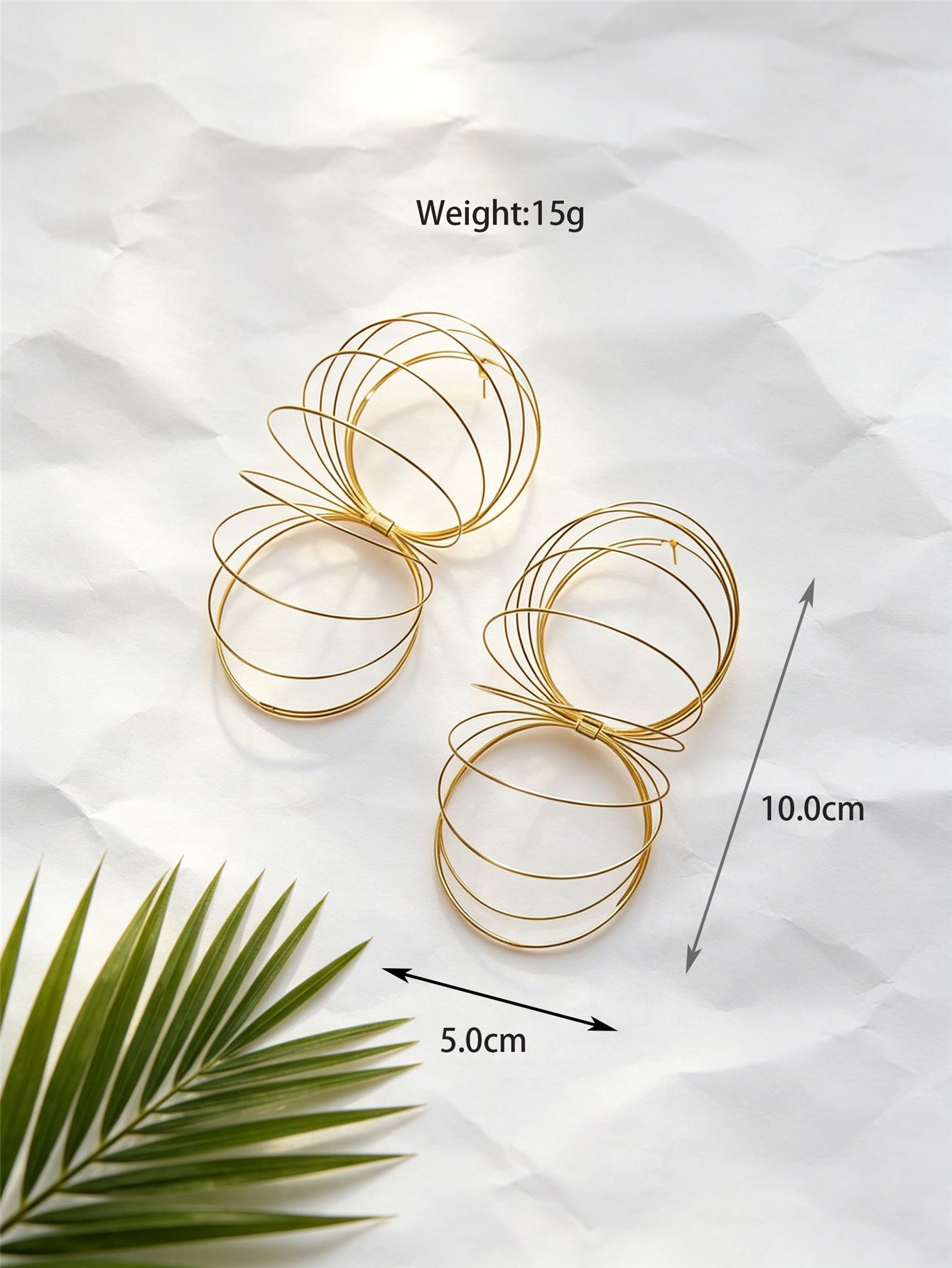Bohemian Asymmetrical Geometric Earrings For Women In Golden Plated Iron With Gold Finish