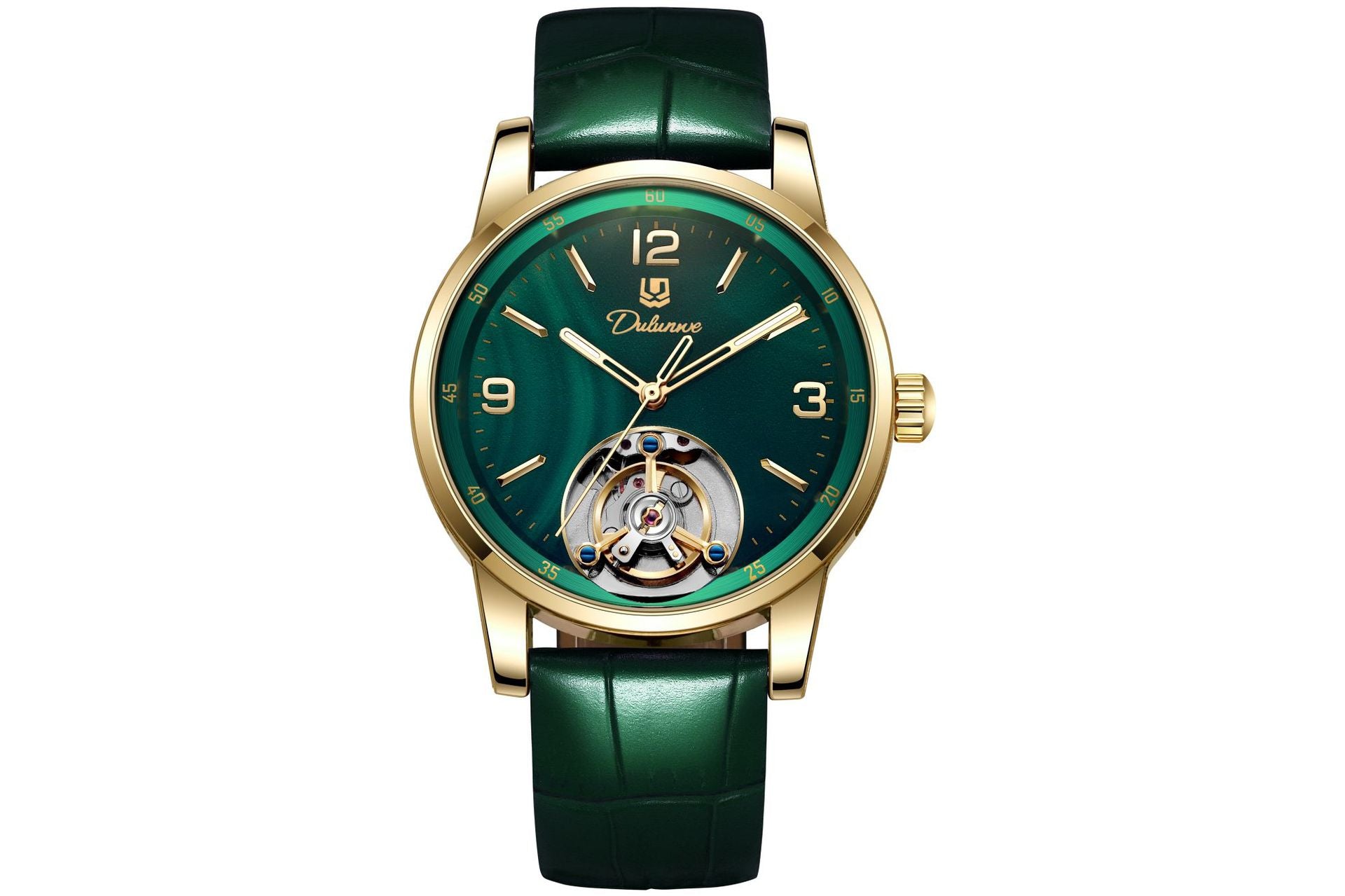 Mechanical Men's Watch With Stainless Steel Strap And Double Side Snap Buckle Featuring Tempered Glass And Pointer Display