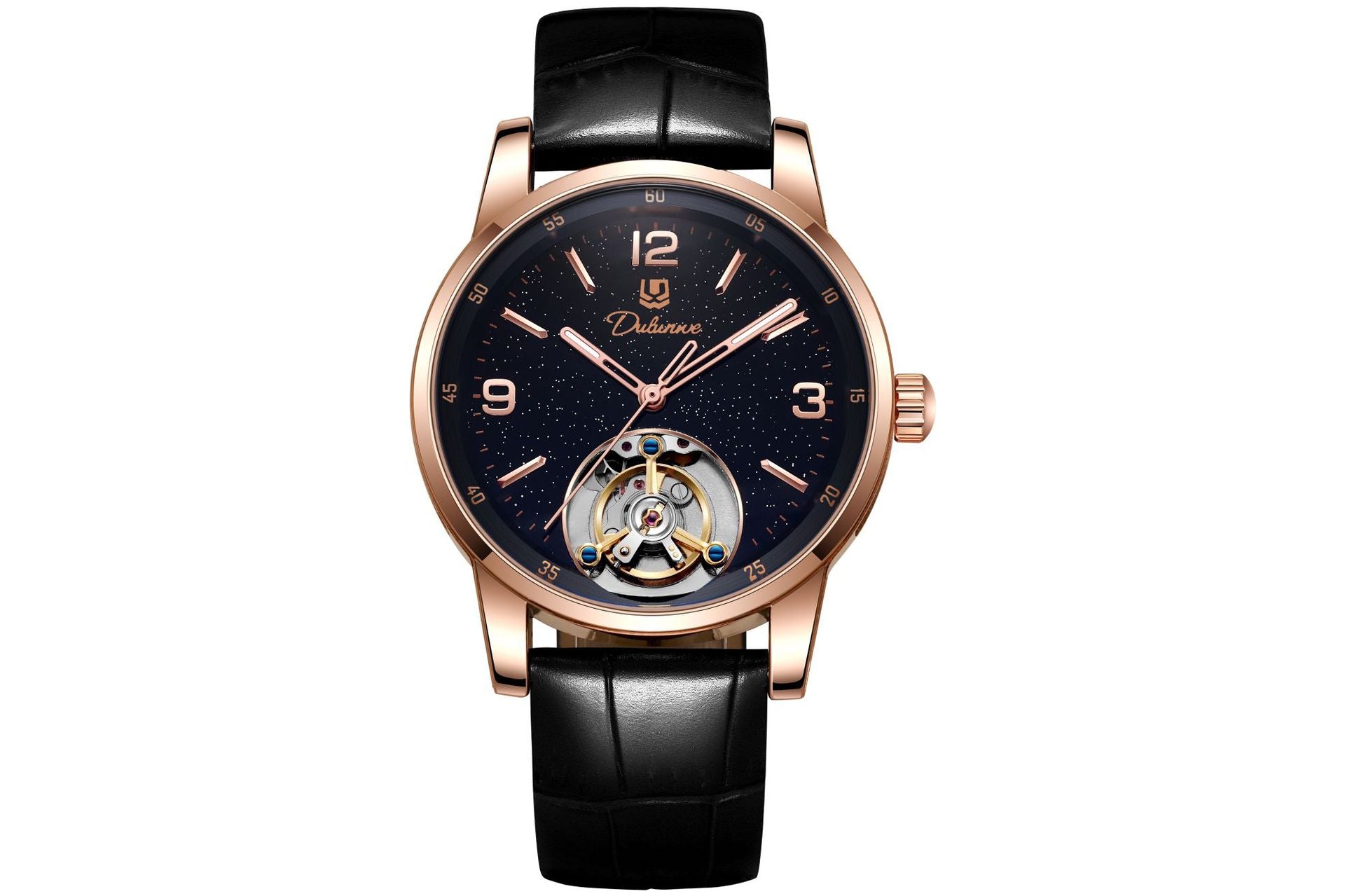 Mechanical Men's Watch With Stainless Steel Strap And Double Side Snap Buckle Featuring Tempered Glass And Pointer Display