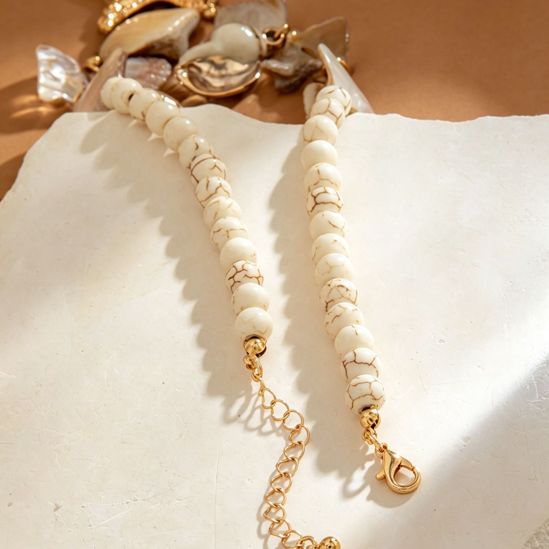 Bohemian Starfish Necklace For Women With Electroplated Alloy Pendant Featuring Turquoise Inlay