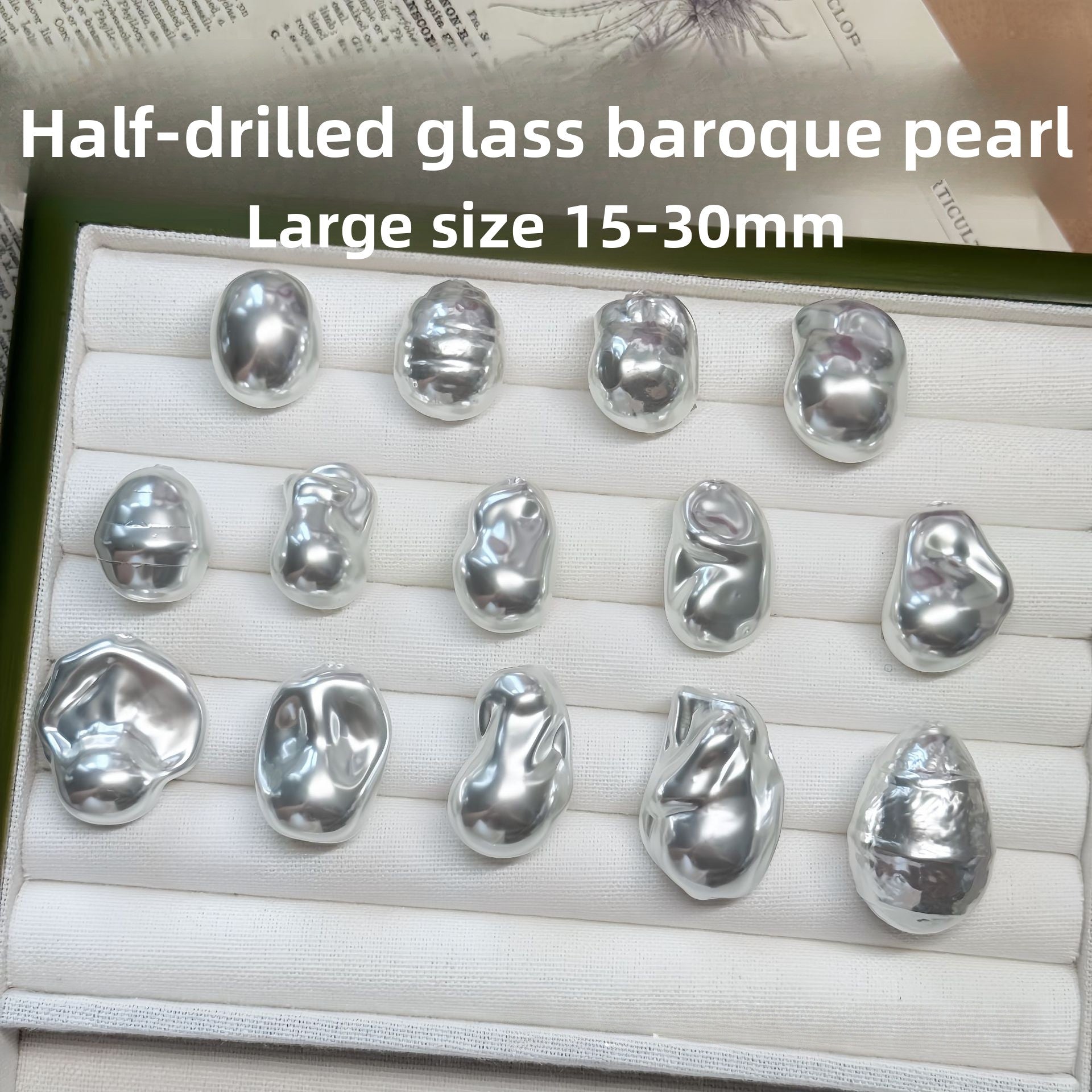 Irregular Baroque Style Glass Pearl Earring Findings With Half-Drilled Baroque Pearl Inlay