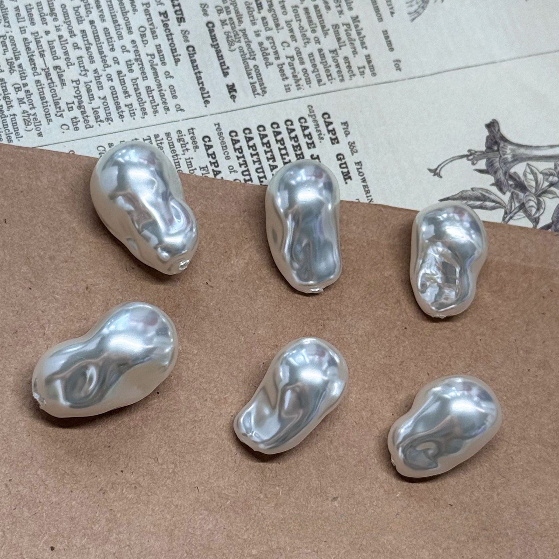 Irregular Baroque Style Glass Pearl Earring Findings With Half-Drilled Baroque Pearl Inlay