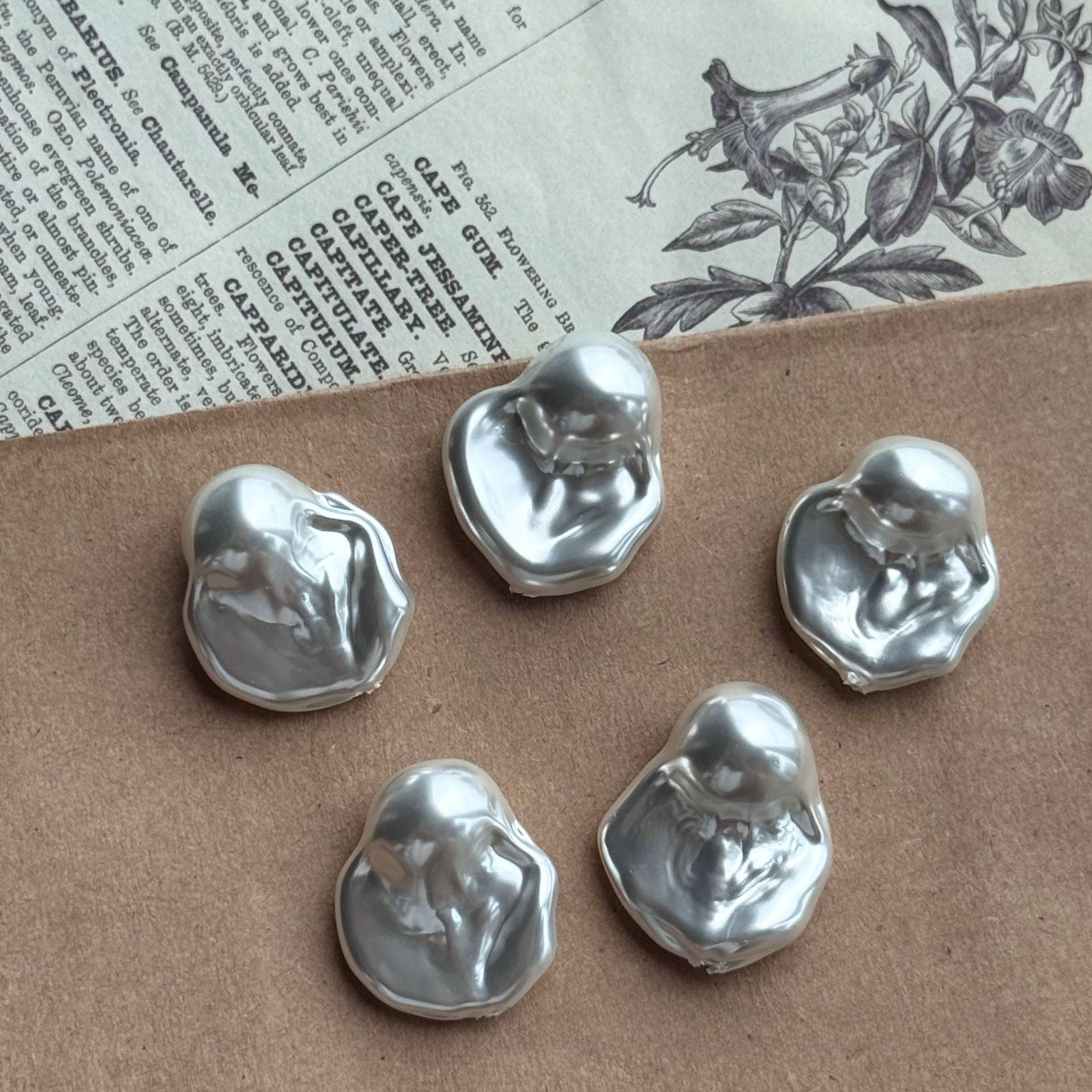 Irregular Baroque Style Glass Pearl Earring Findings With Half-Drilled Baroque Pearl Inlay