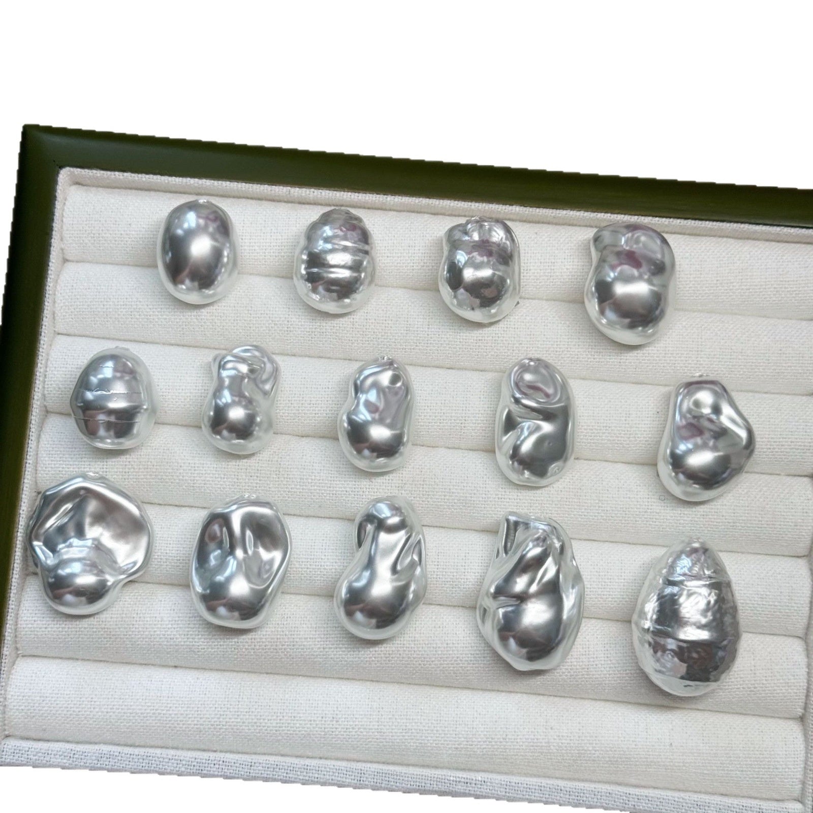 Irregular Glass Pearl Earring Findings In White, Featuring Baroque Style Design