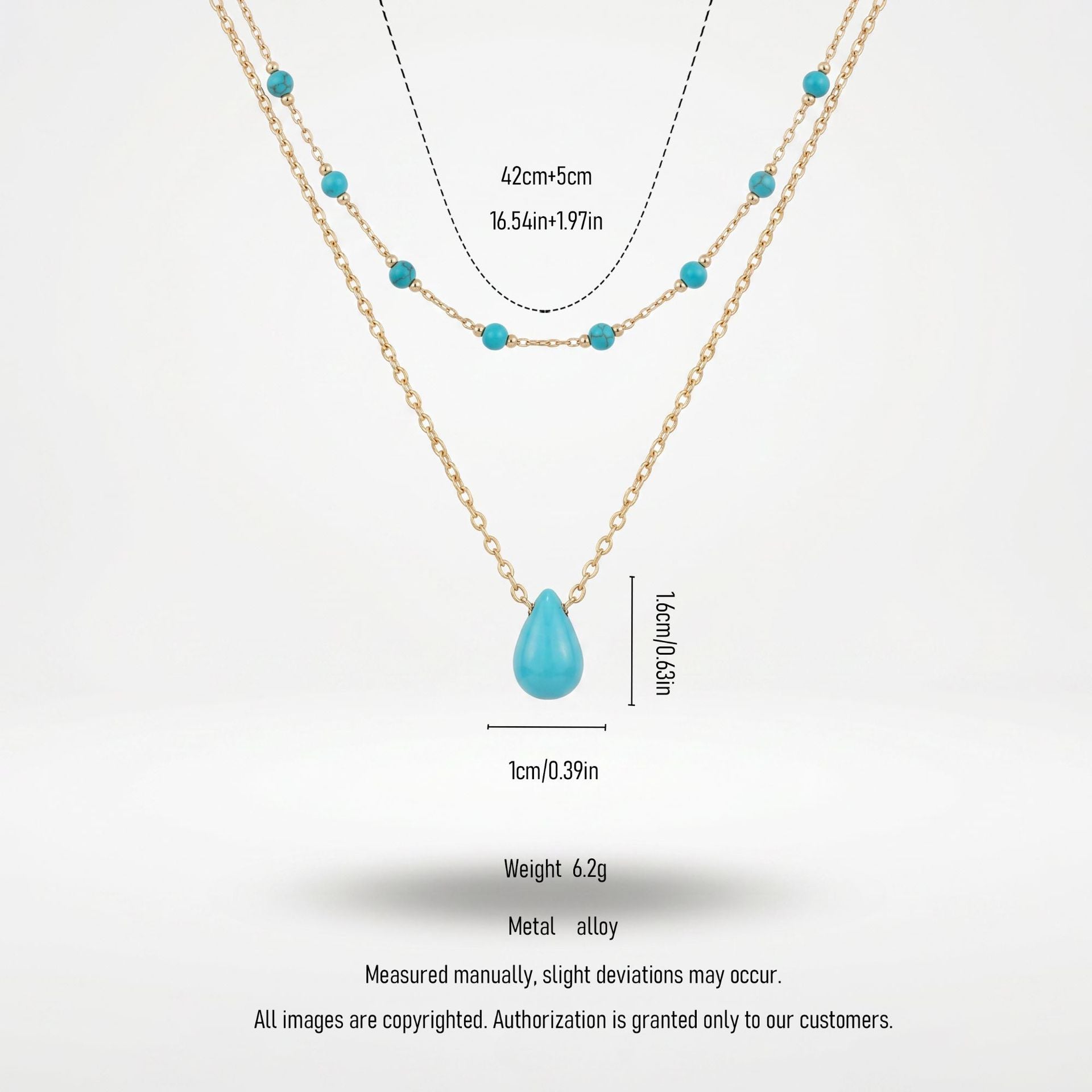 Ethnic Style Water Droplets Choker Necklace For Women In Green With Turquoise Inlay And Zinc Alloy Material