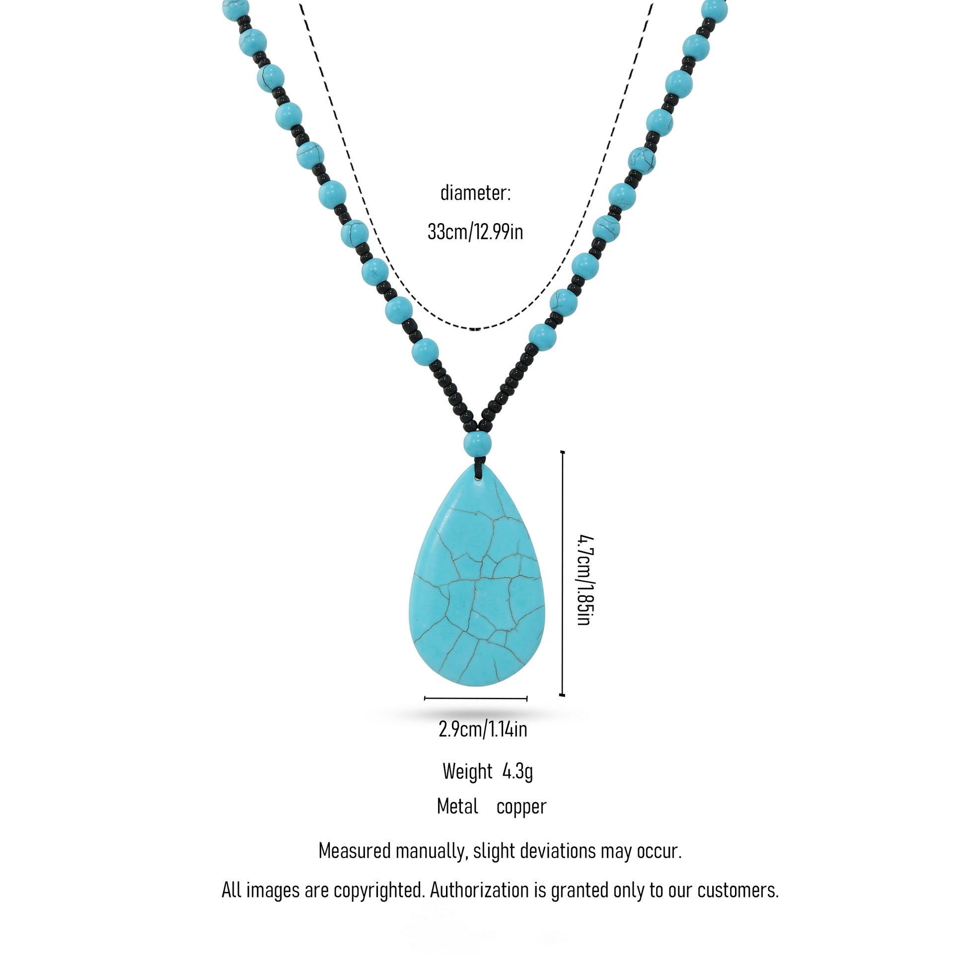Ethnic Style Water Droplets Choker Necklace For Women In Green With Turquoise Inlay And Zinc Alloy Material
