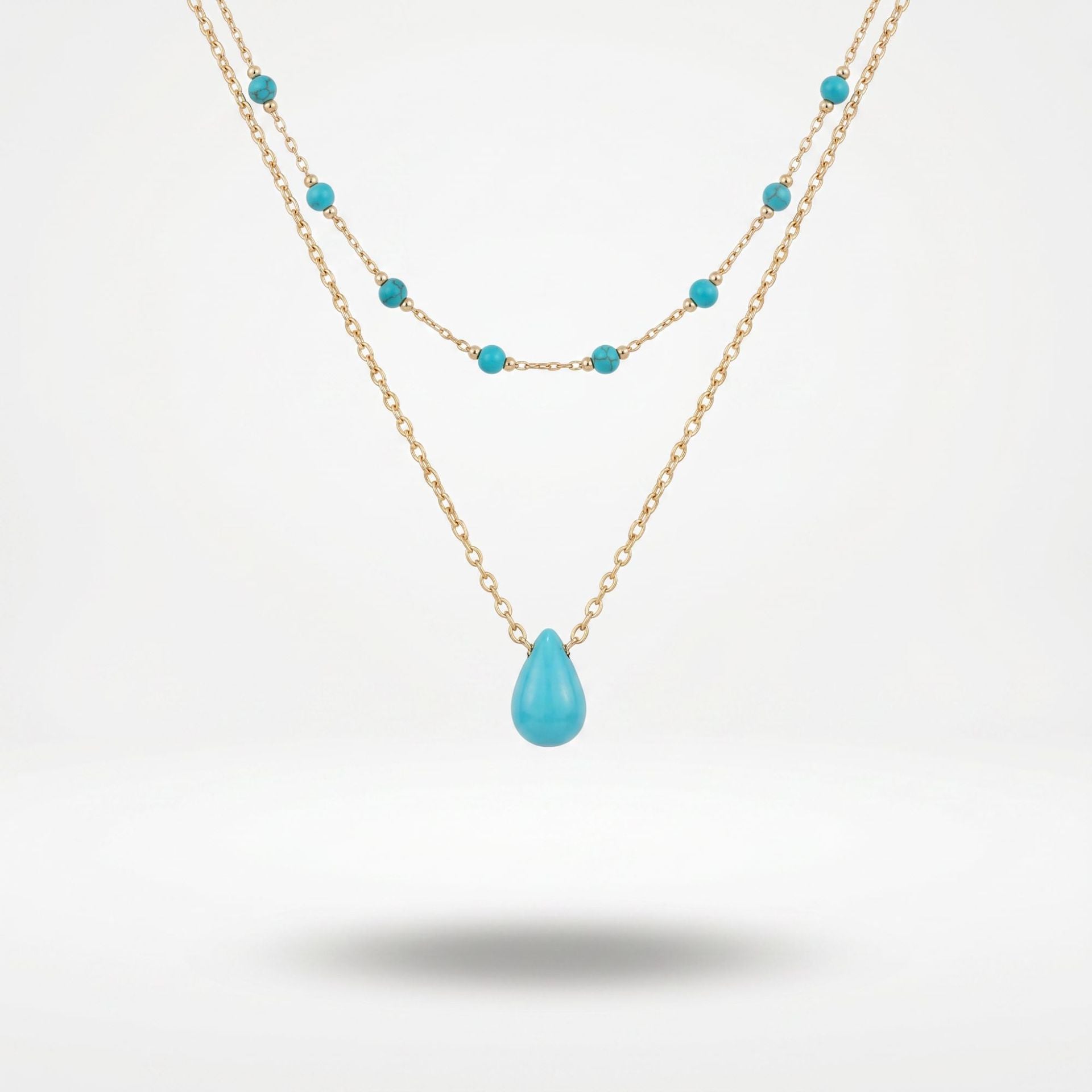 Ethnic Style Water Droplets Choker Necklace For Women In Green With Turquoise Inlay And Zinc Alloy Material