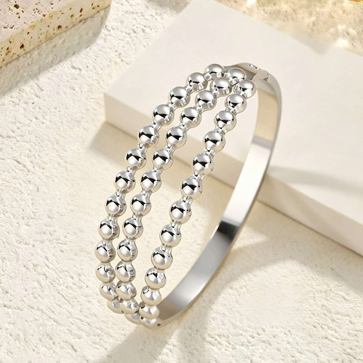 Geometric Epoxy Bangle For Women In 304 Stainless Steel With 18K Real Gold Plated PVD Coated Finish And 0.01µm Thickness