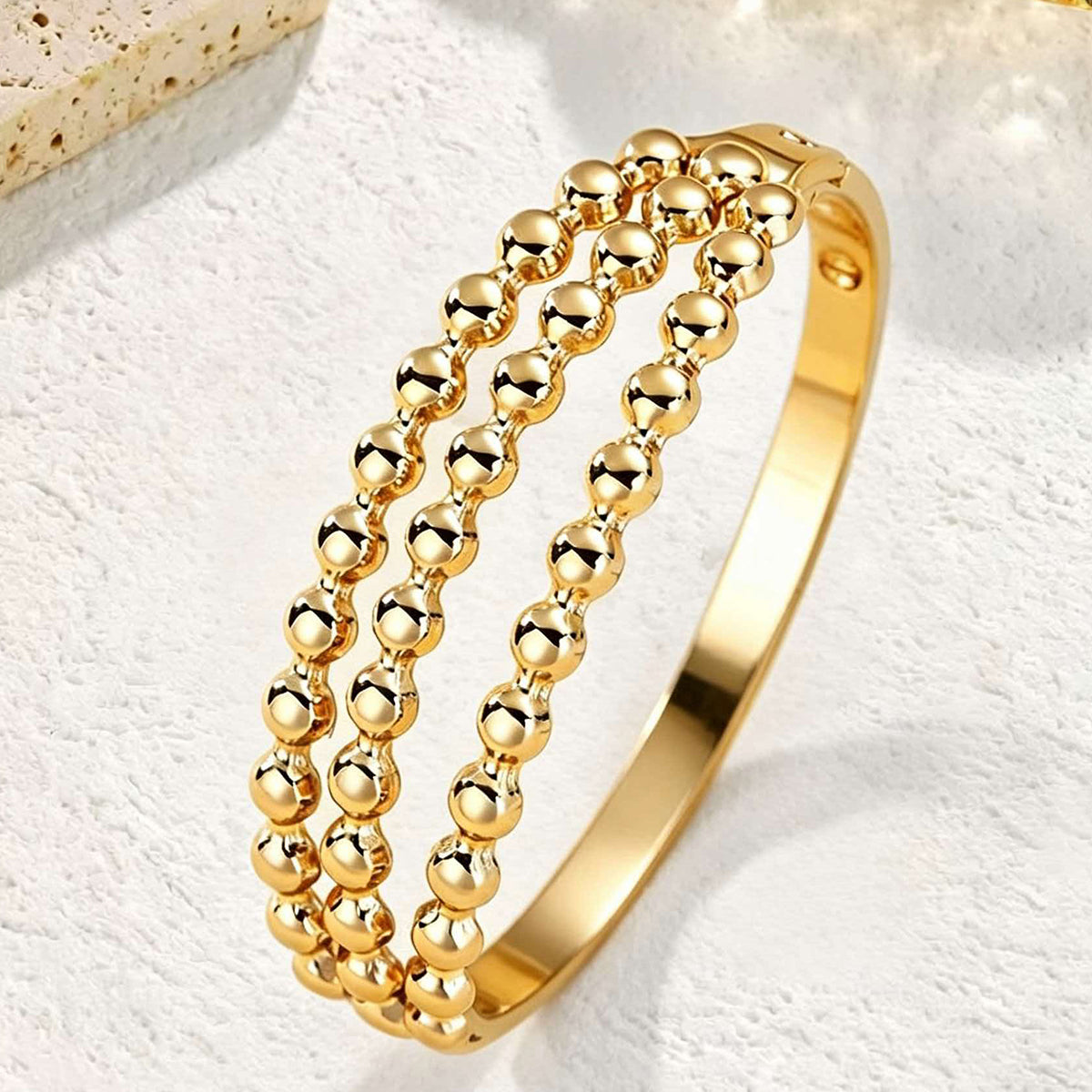 Geometric Epoxy Bangle For Women In 304 Stainless Steel With 18K Real Gold Plated PVD Coated Finish And 0.01µm Thickness