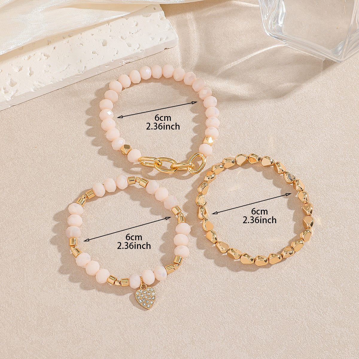 Bohemian Heart Shape Beaded Bracelet For Women Featuring CCB Material And Seed Bead Inlay