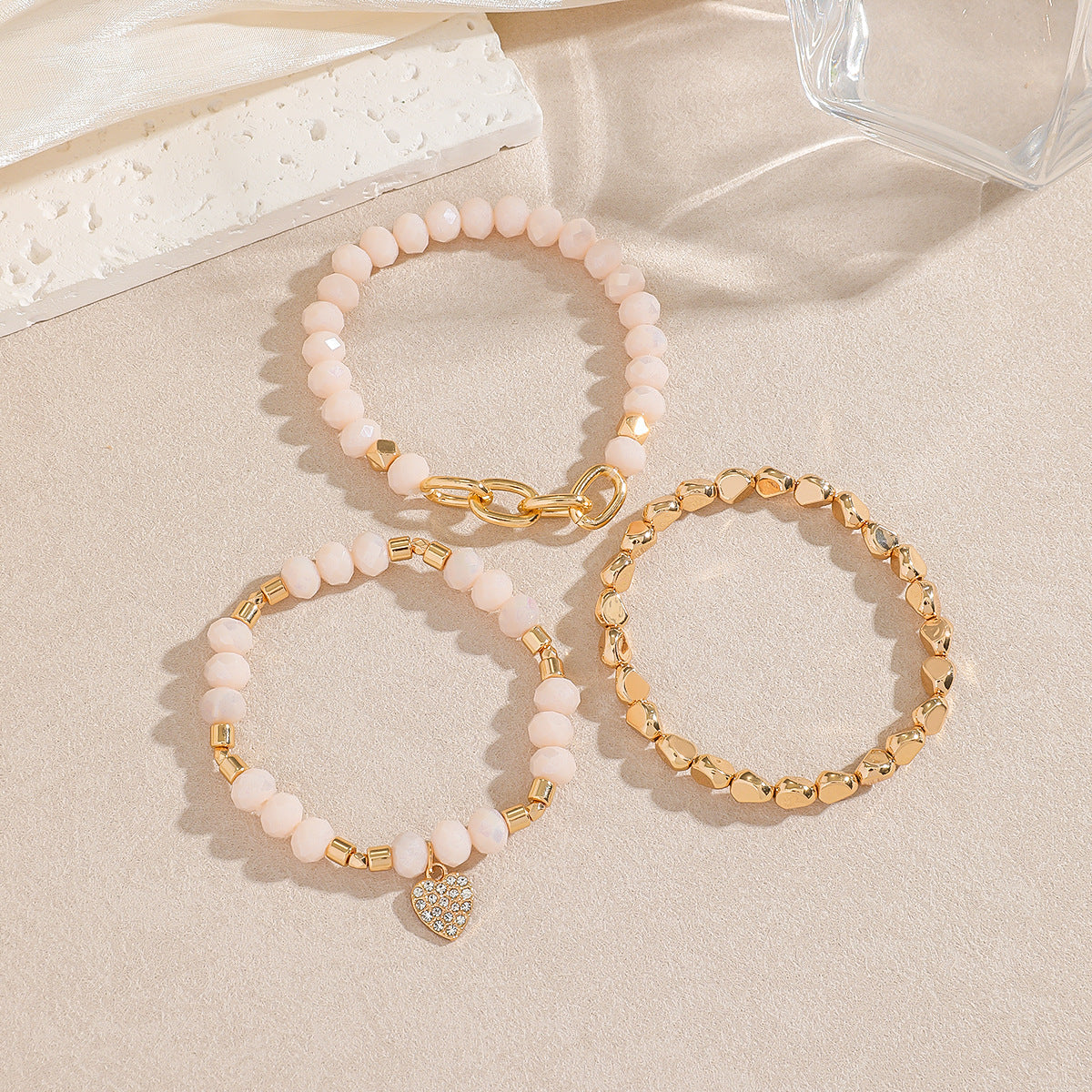 Bohemian Heart Shape Beaded Bracelet For Women Featuring CCB Material And Seed Bead Inlay