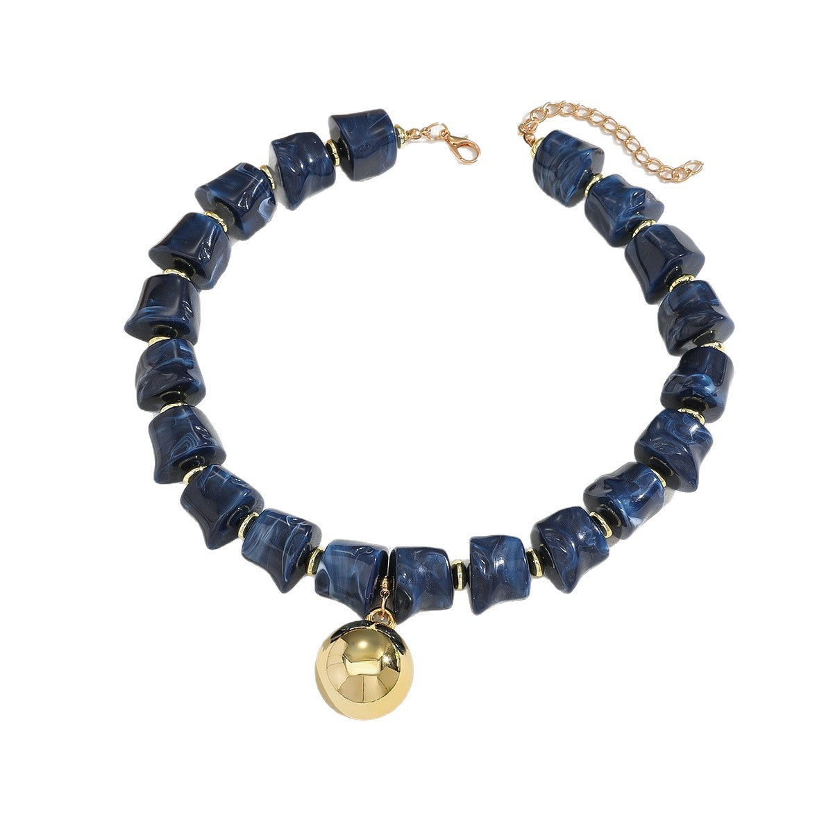 Exaggerated Irregular Necklace For Adults Featuring Dyed Black Resin Pendant