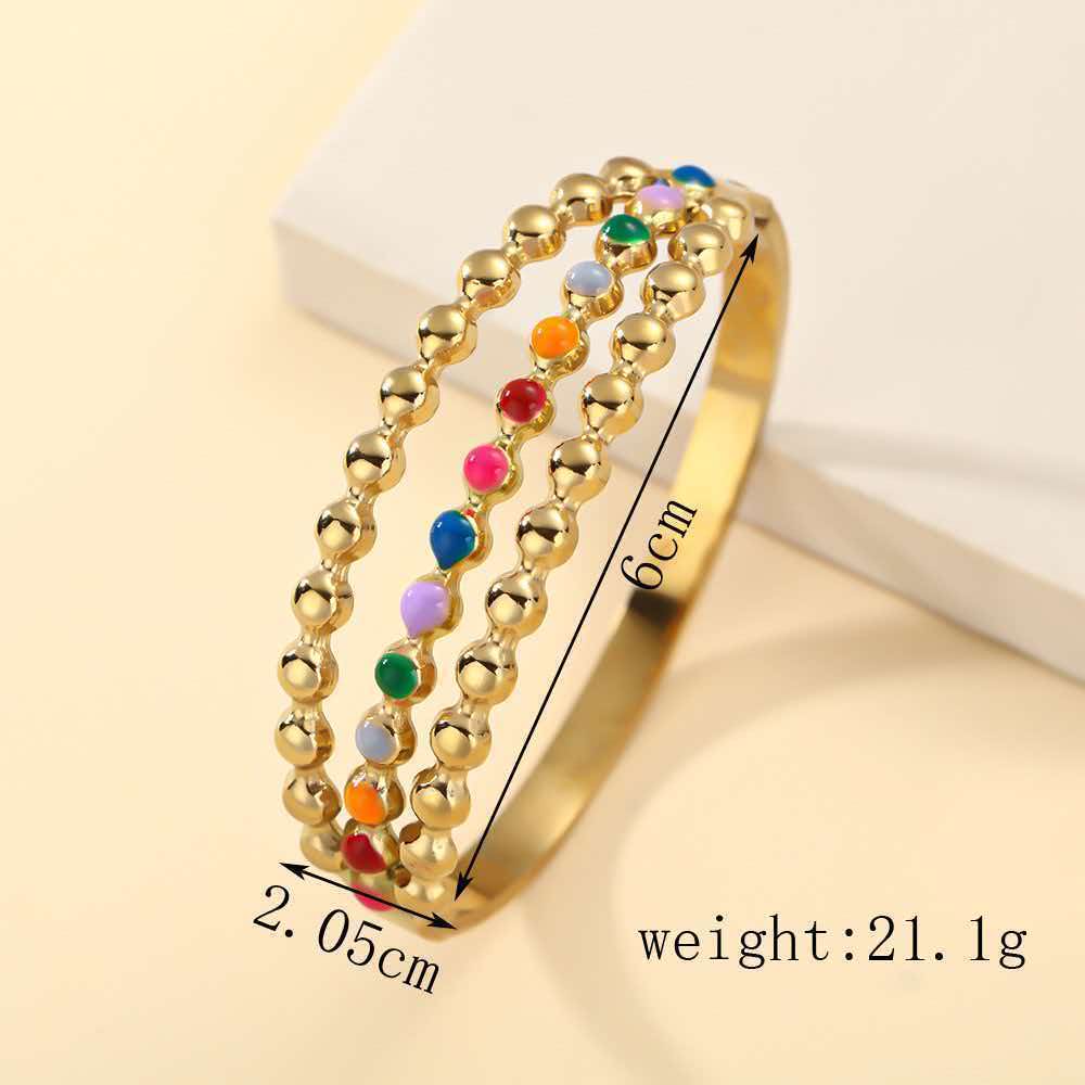 Geometric Epoxy Bangle For Women In 304 Stainless Steel With 18K Real Gold Plated PVD Coated Finish And 0.01µm Thickness