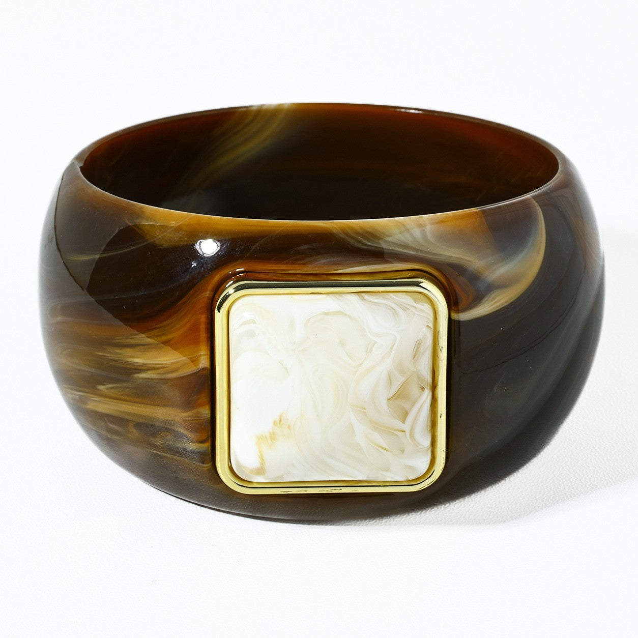 Exaggerated Square Multicolor Resin Bangle Featuring Bold Geometric Design