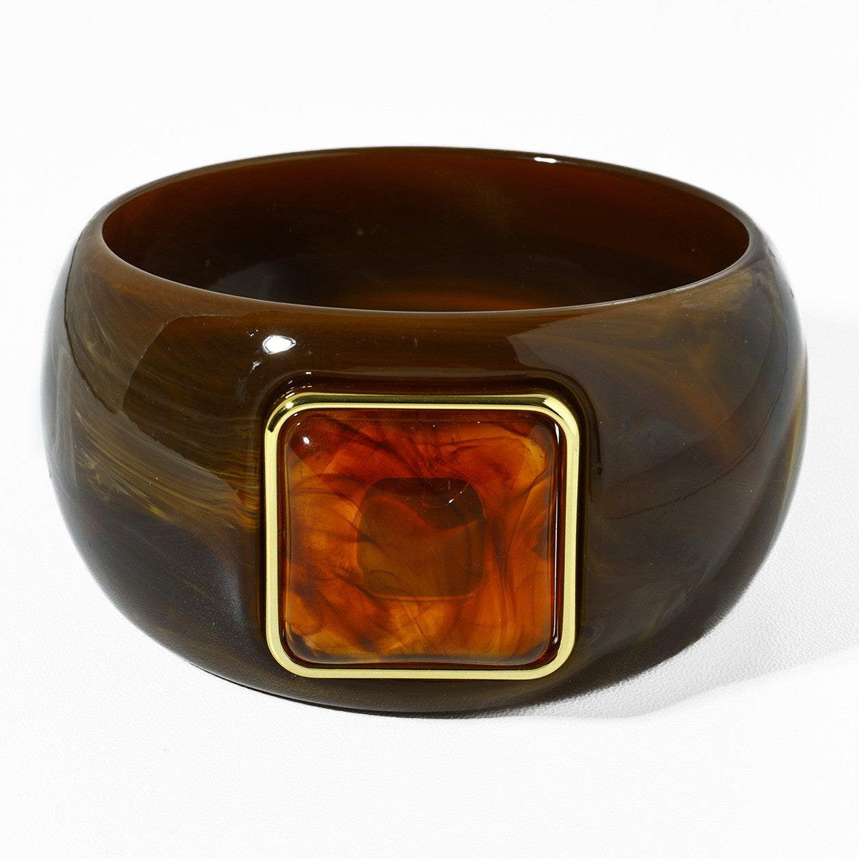 Exaggerated Square Multicolor Resin Bangle Featuring Bold Geometric Design