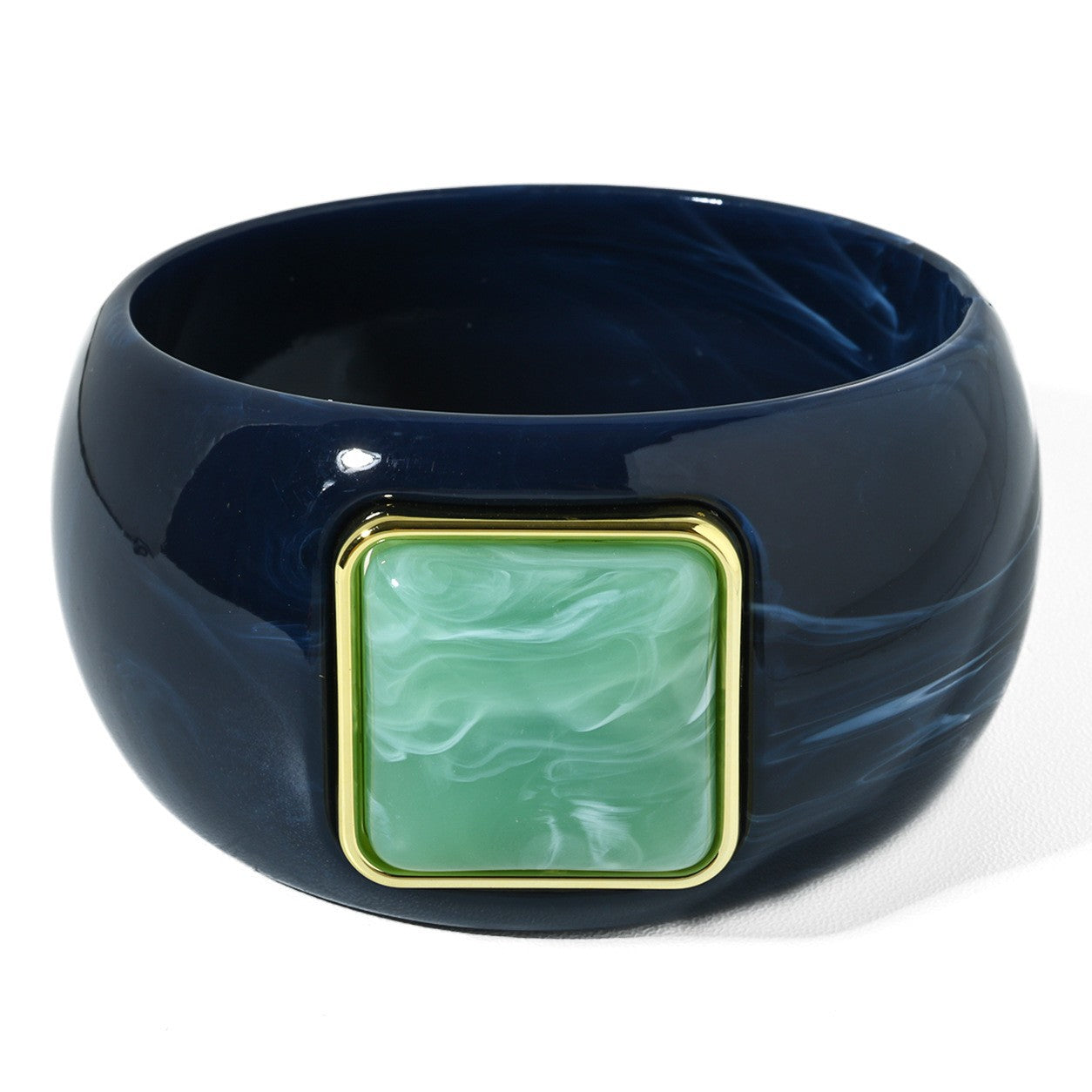 Exaggerated Square Multicolor Resin Bangle Featuring Bold Geometric Design