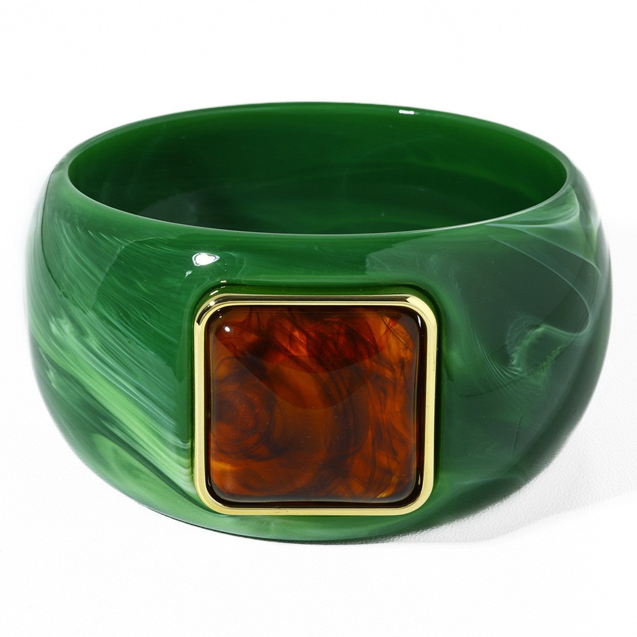 Exaggerated Square Multicolor Resin Bangle Featuring Bold Geometric Design