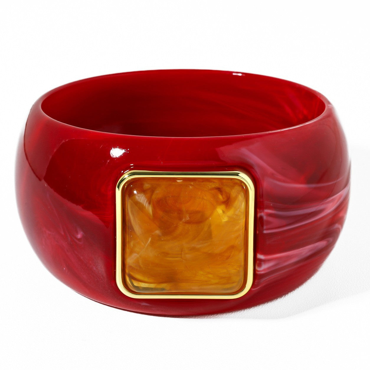 Exaggerated Square Multicolor Resin Bangle Featuring Bold Geometric Design