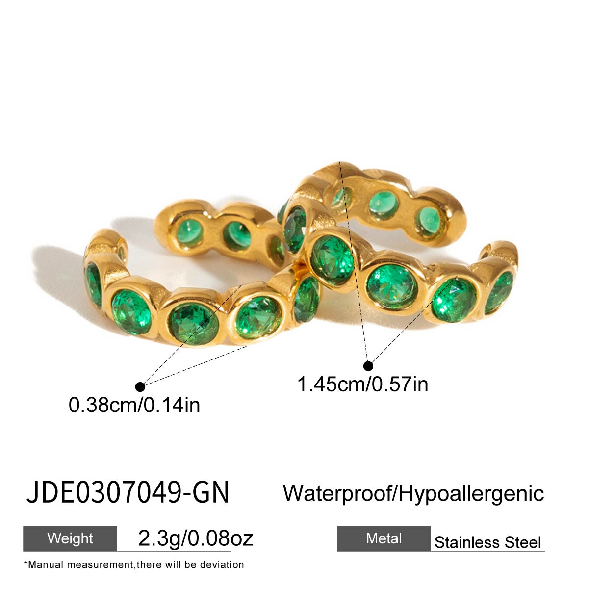 Geometric Rings For Women, Waterproof Non Tarnish 304 Stainless Steel With 18K Real Gold Plated PVD Coating And Zircon Inlay