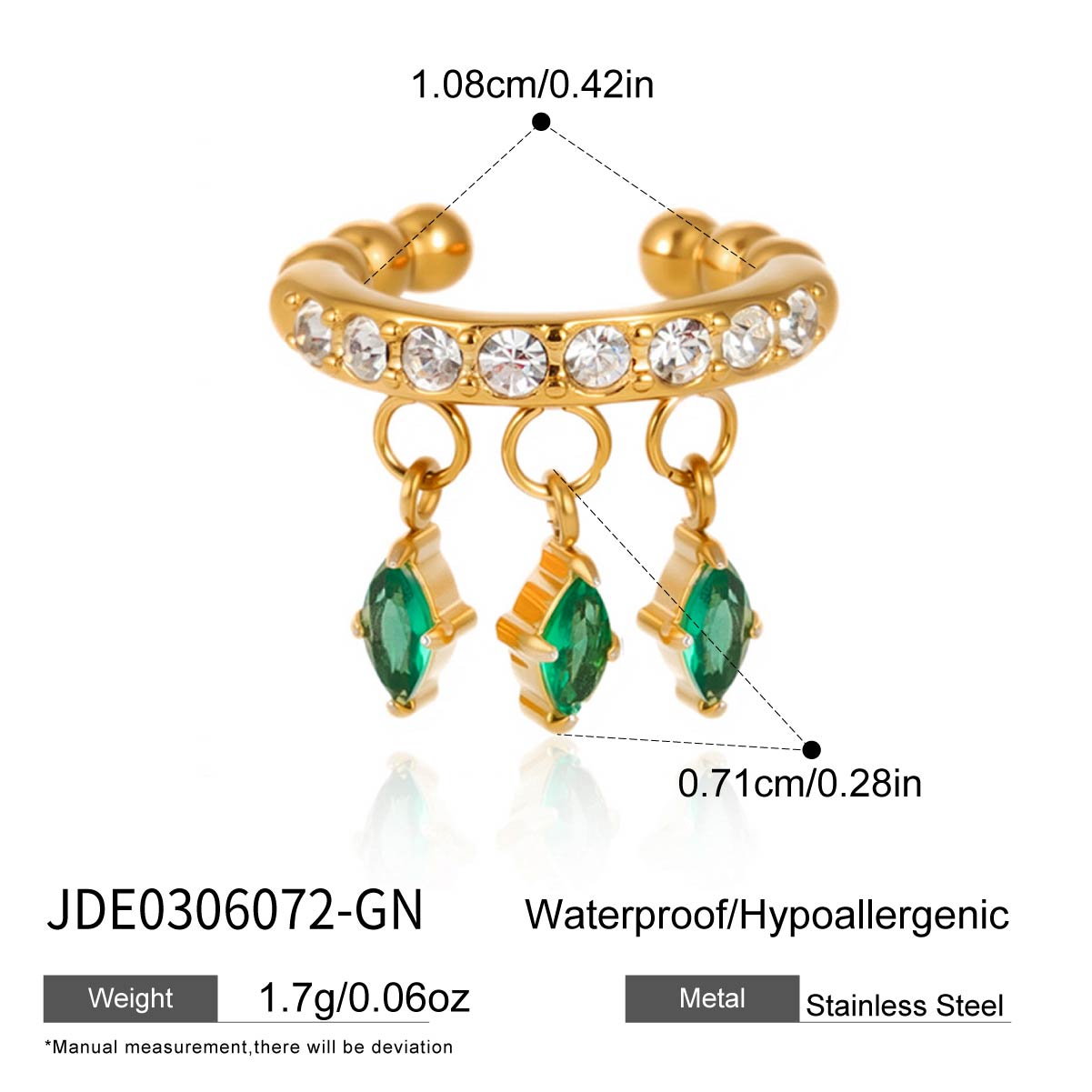 Geometric Rings For Women, Waterproof Non Tarnish 304 Stainless Steel With 18K Real Gold Plated PVD Coating And Zircon Inlay