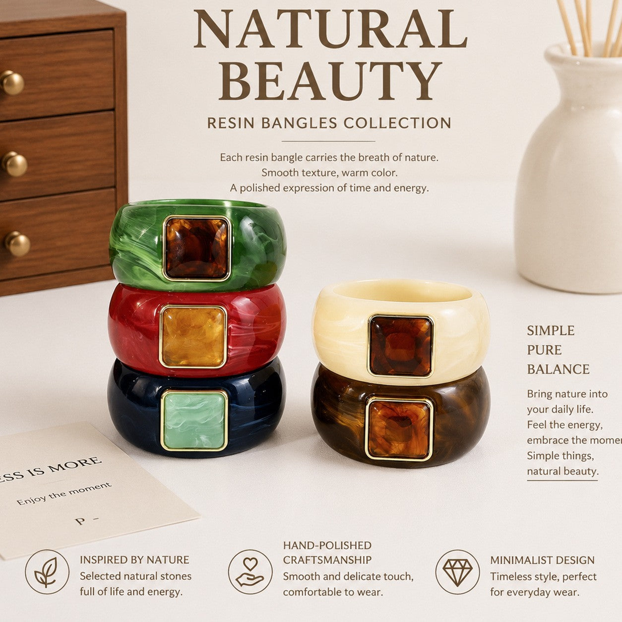 Exaggerated Square Multicolor Resin Bangle Featuring Bold Geometric Design