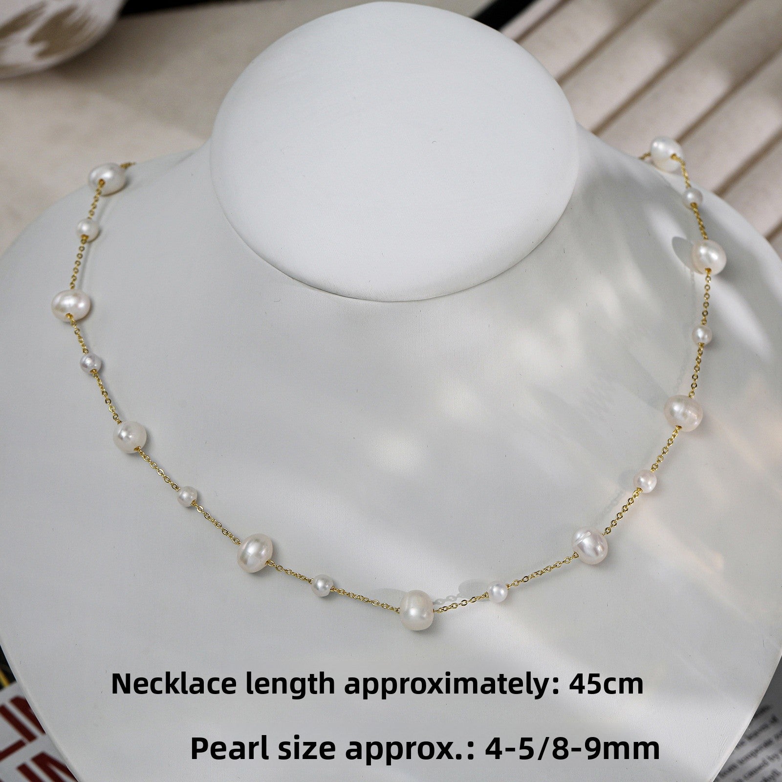 Freshwater Pearl Necklace With 7-8mm Near-Round Pearls In Copper Setting, Featuring Commute Style