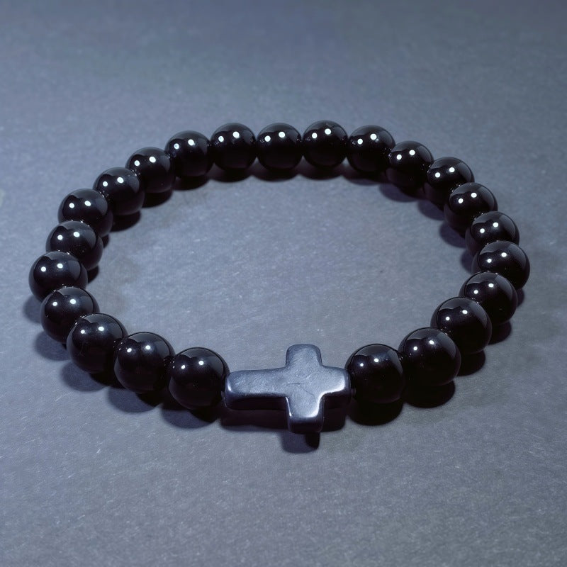 Men's Turquoise Beaded Cross Bracelet Featuring Unique Craftsmanship