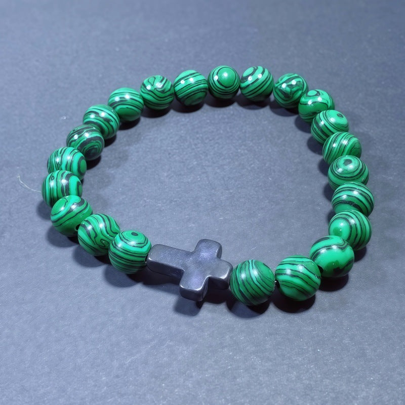 Men's Turquoise Beaded Cross Bracelet Featuring Unique Craftsmanship