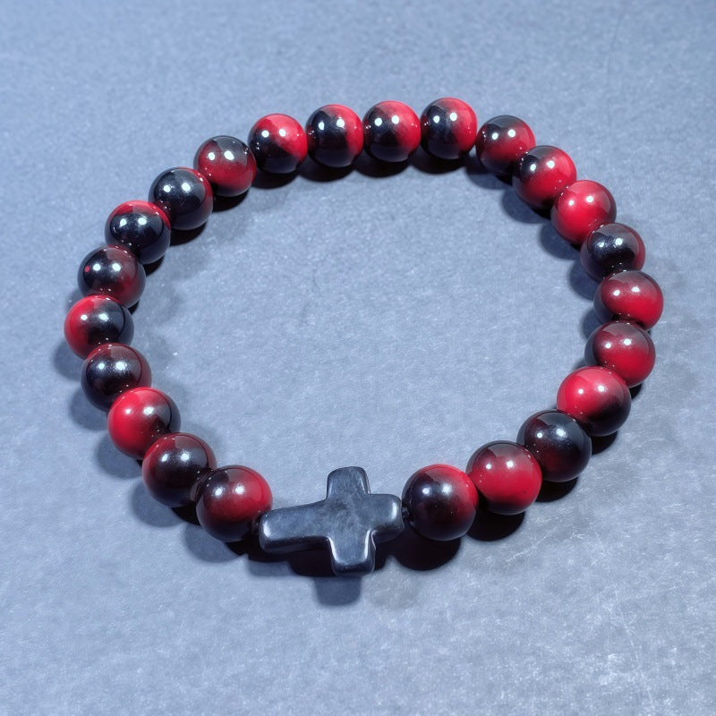 Men's Turquoise Beaded Cross Bracelet Featuring Unique Craftsmanship