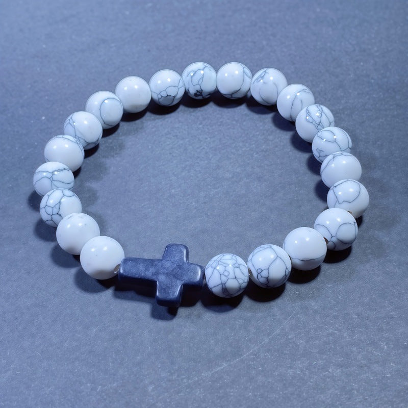 Men's Turquoise Beaded Cross Bracelet Featuring Unique Craftsmanship