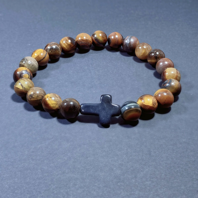 Men's Turquoise Beaded Cross Bracelet Featuring Unique Craftsmanship
