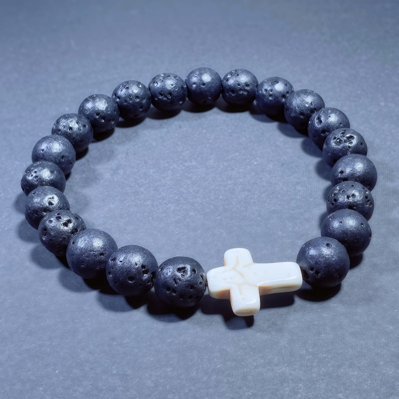 Men's Turquoise Beaded Cross Bracelet Featuring Unique Craftsmanship
